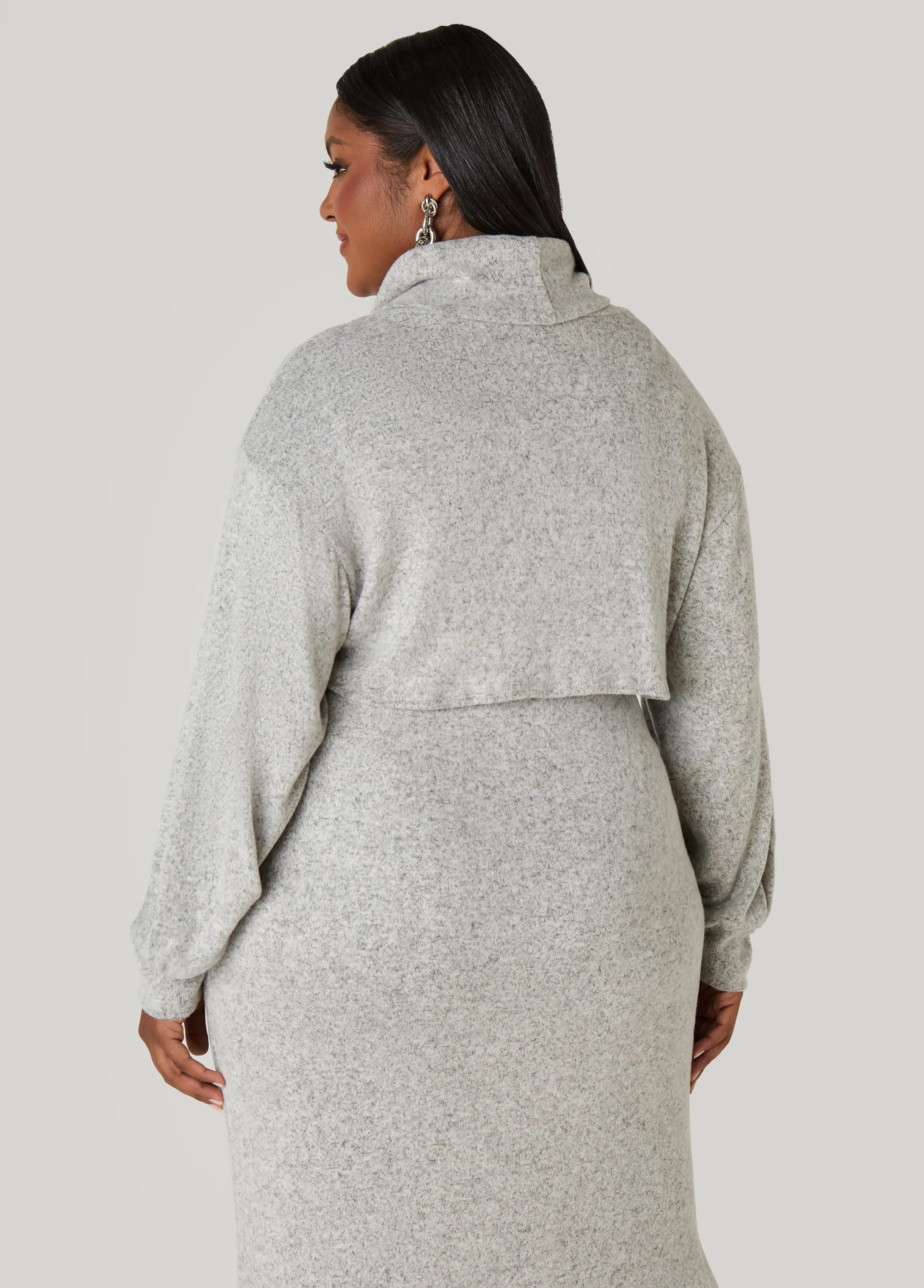 Cropped Marled Turtleneck Top sold by Ashley Stewart product image thumbnail 2