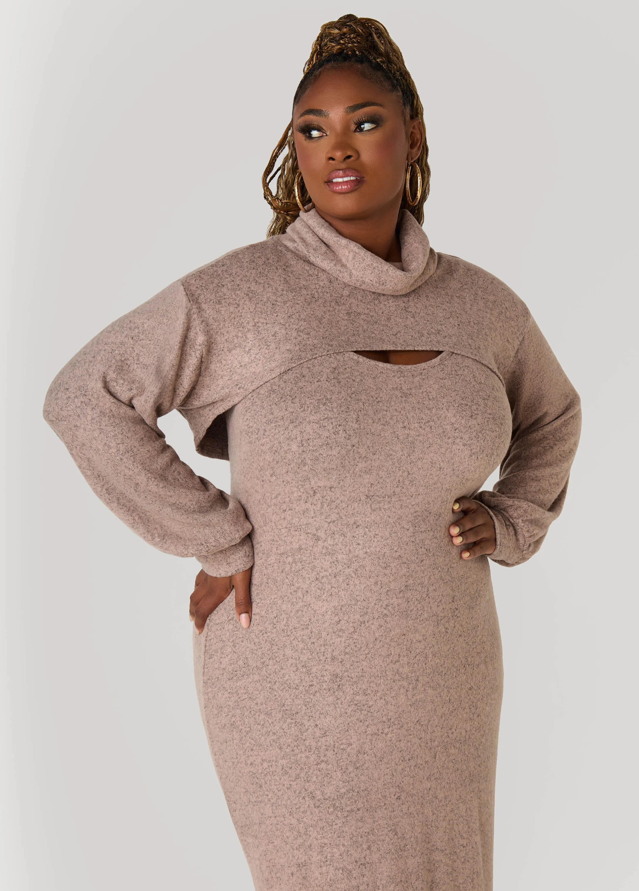 Cropped Marled Turtleneck Top sold by Ashley Stewart product image thumbnail 5
