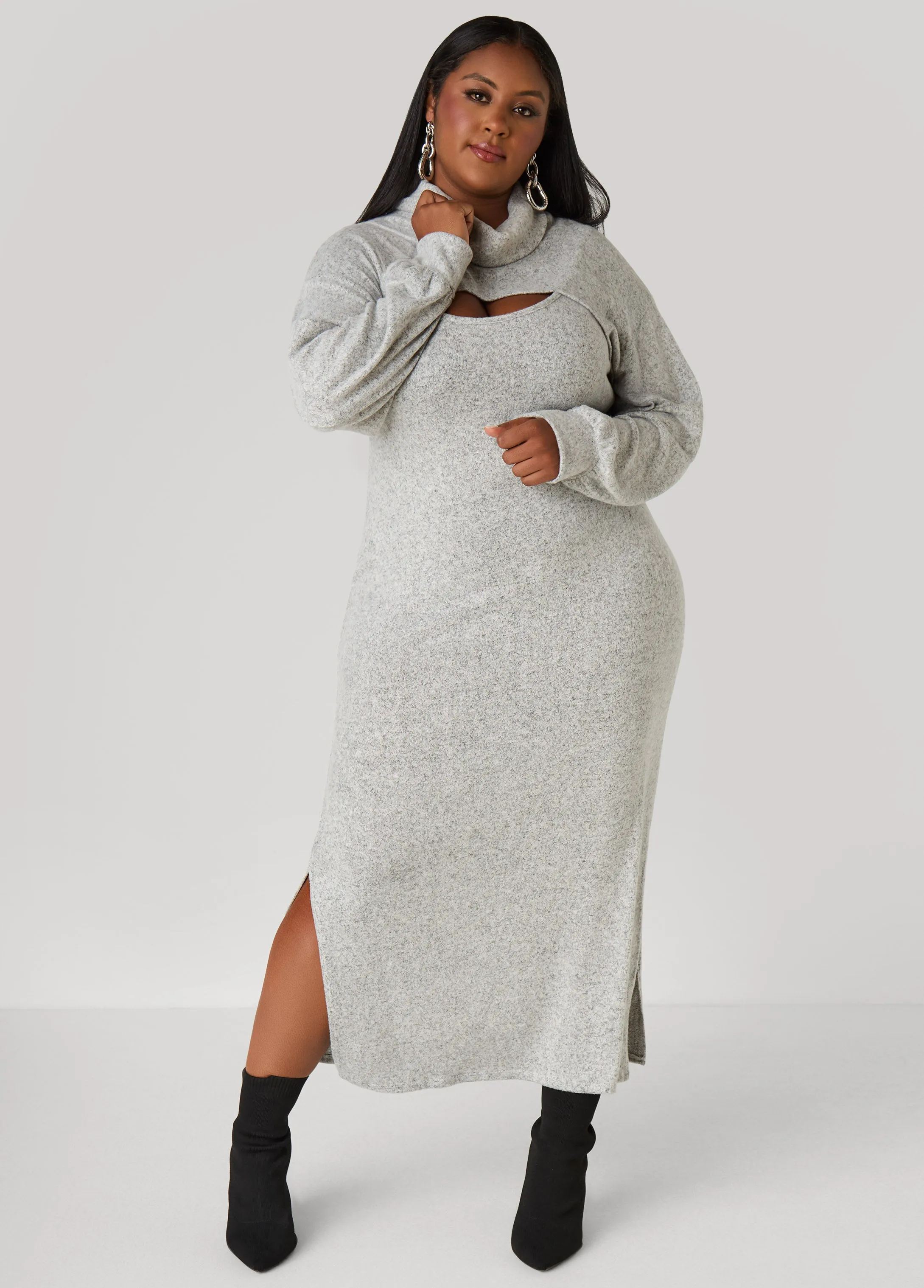 Cropped Marled Turtleneck Top sold by Ashley Stewart product image thumbnail 3