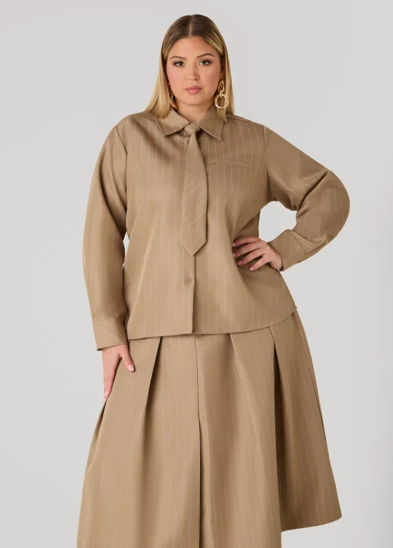 Detachable Tie Striped Shirt sold by Ashley Stewart