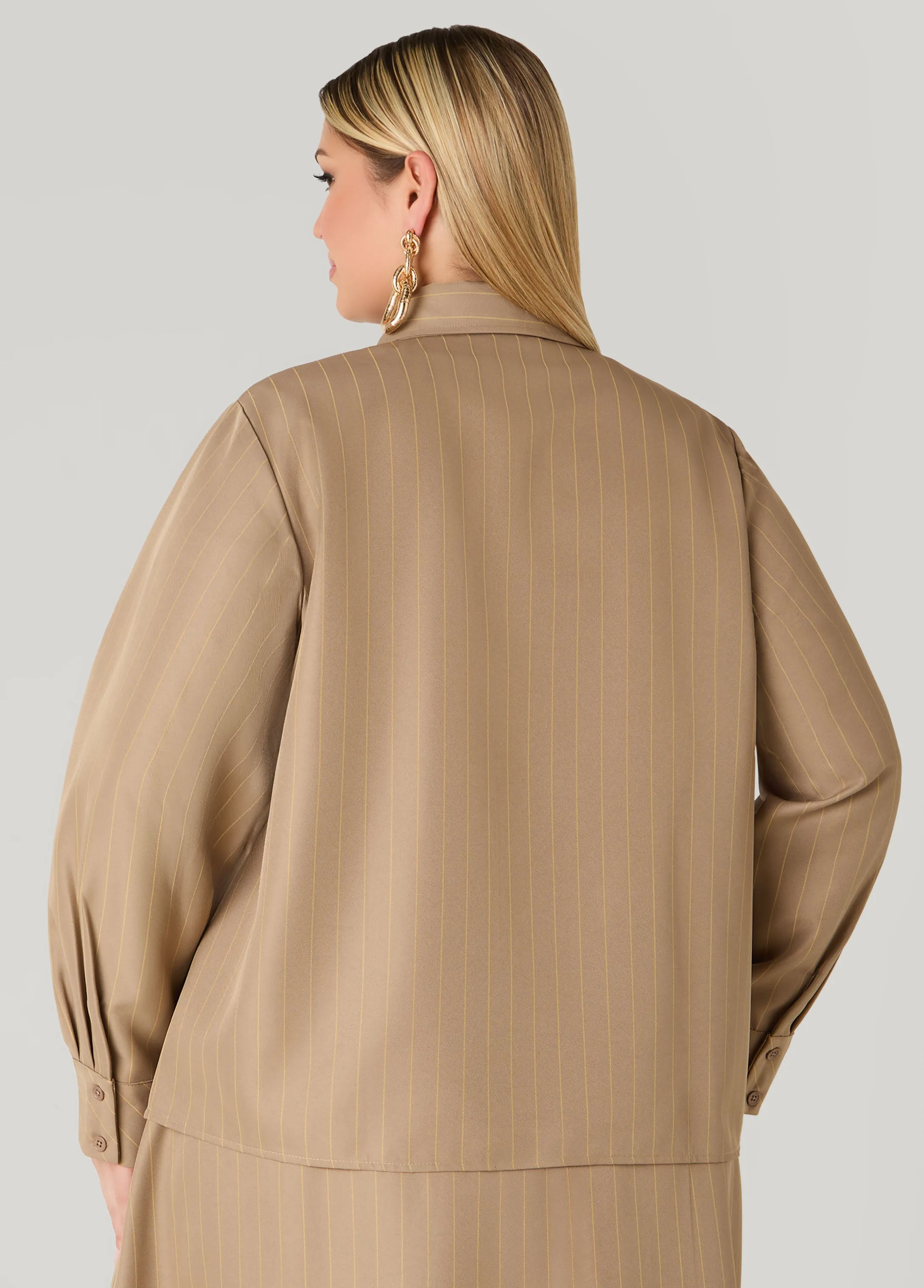 Detachable Tie Striped Shirt sold by Ashley Stewart product image thumbnail 2