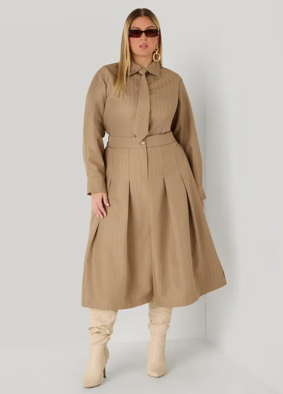 Pleated Striped Midi Skirt sold by Ashley Stewart