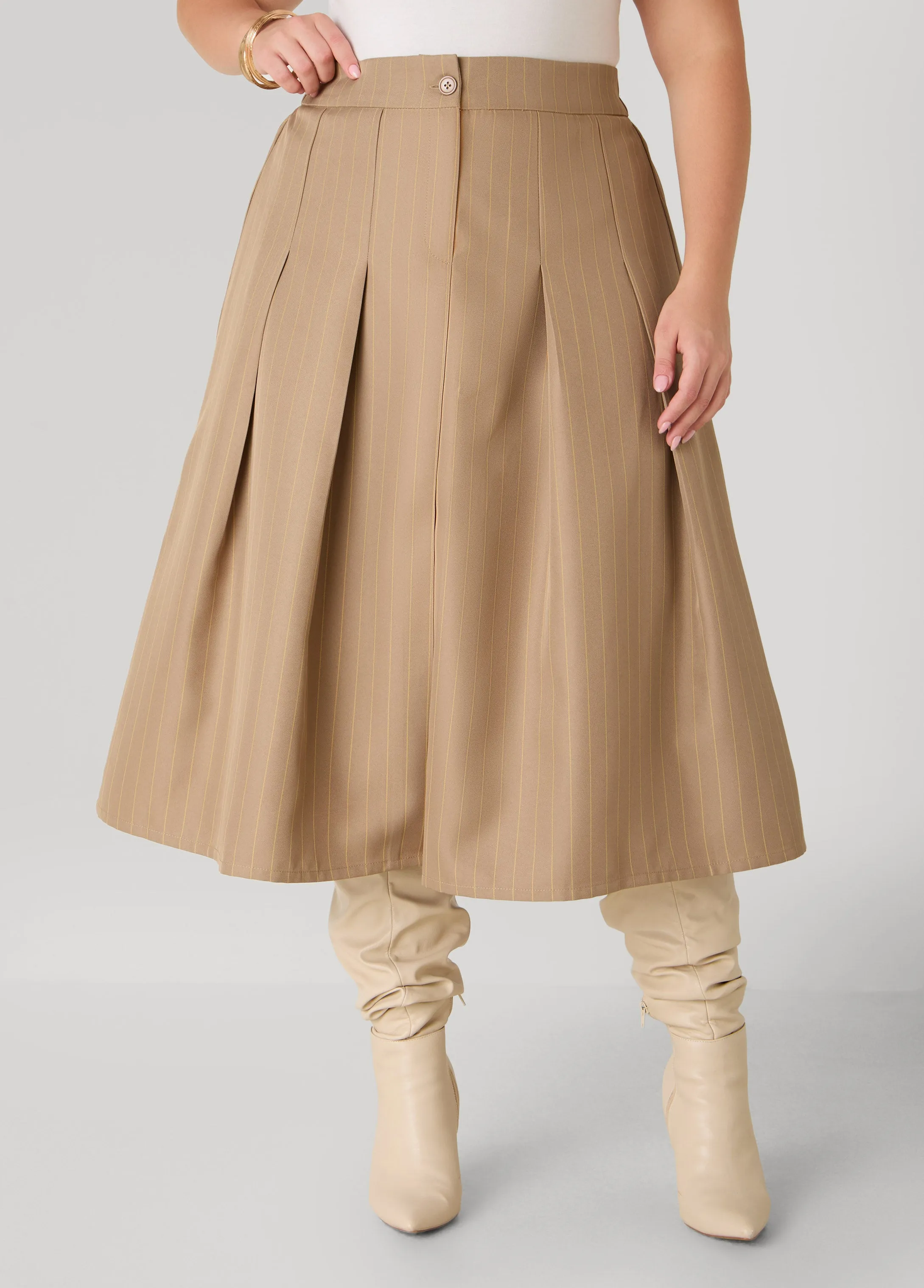 Pleated Striped Midi Skirt sold by Ashley Stewart product image thumbnail 3