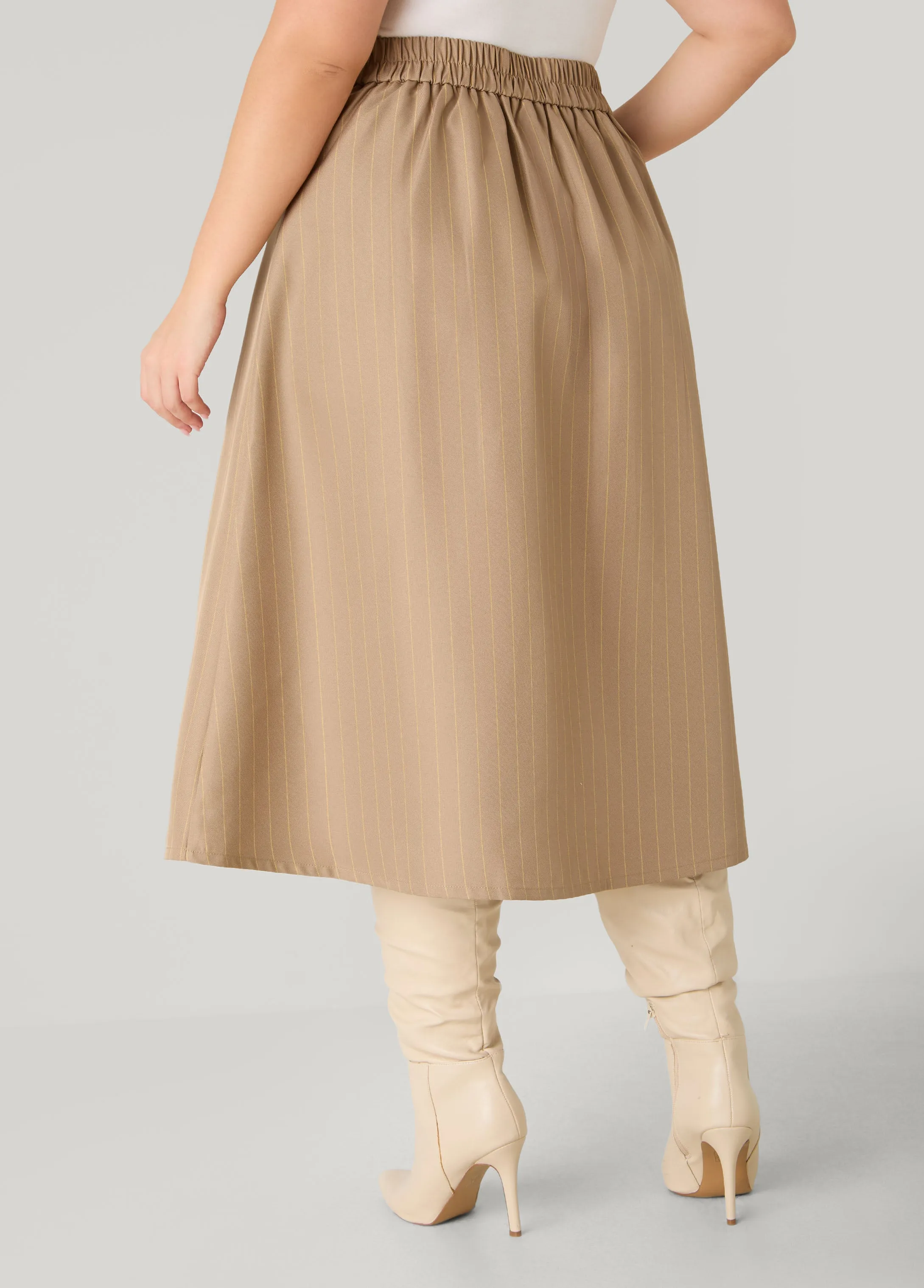 Pleated Striped Midi Skirt sold by Ashley Stewart product image thumbnail 2