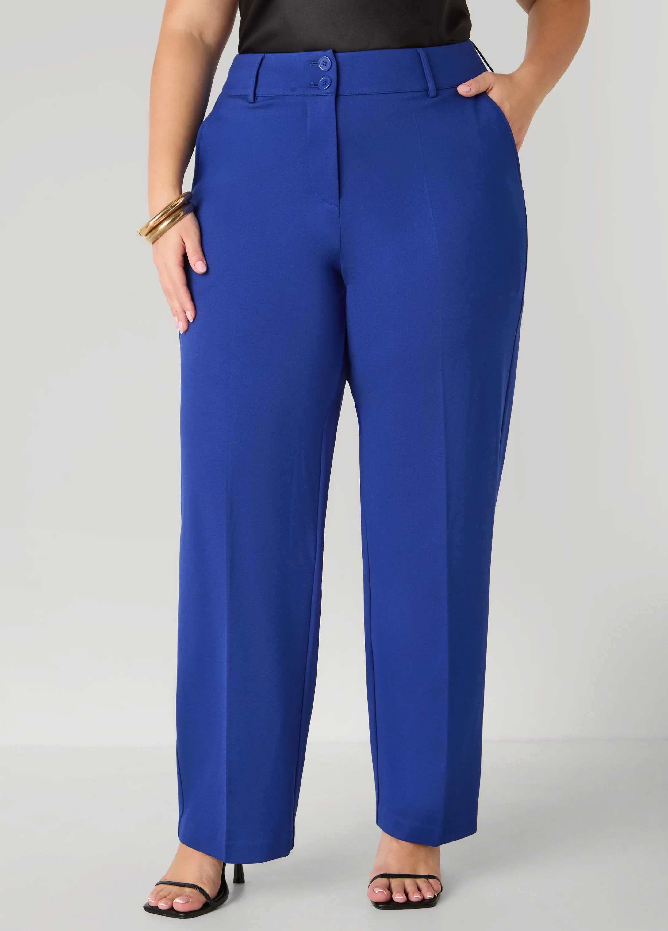 Ponte High Waist Trousers sold by Ashley Stewart product image thumbnail 3