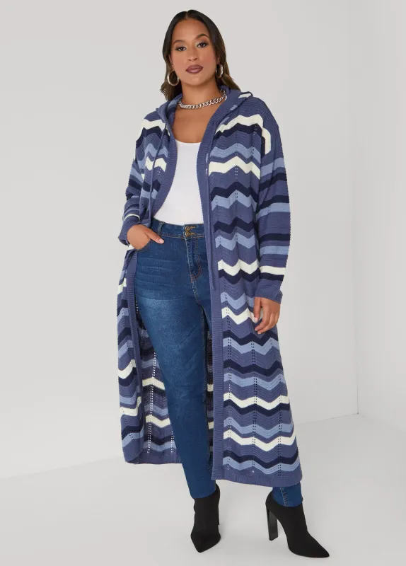 Hooded Chevron Duster sold by Ashley Stewart