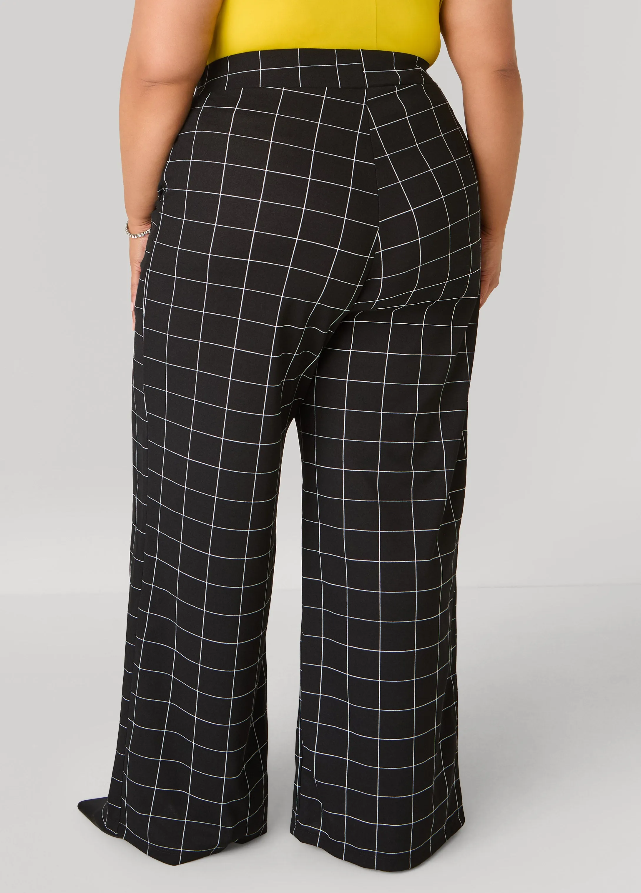 Windowpane Print Wide Leg Pants sold by Ashley Stewart product image thumbnail 2