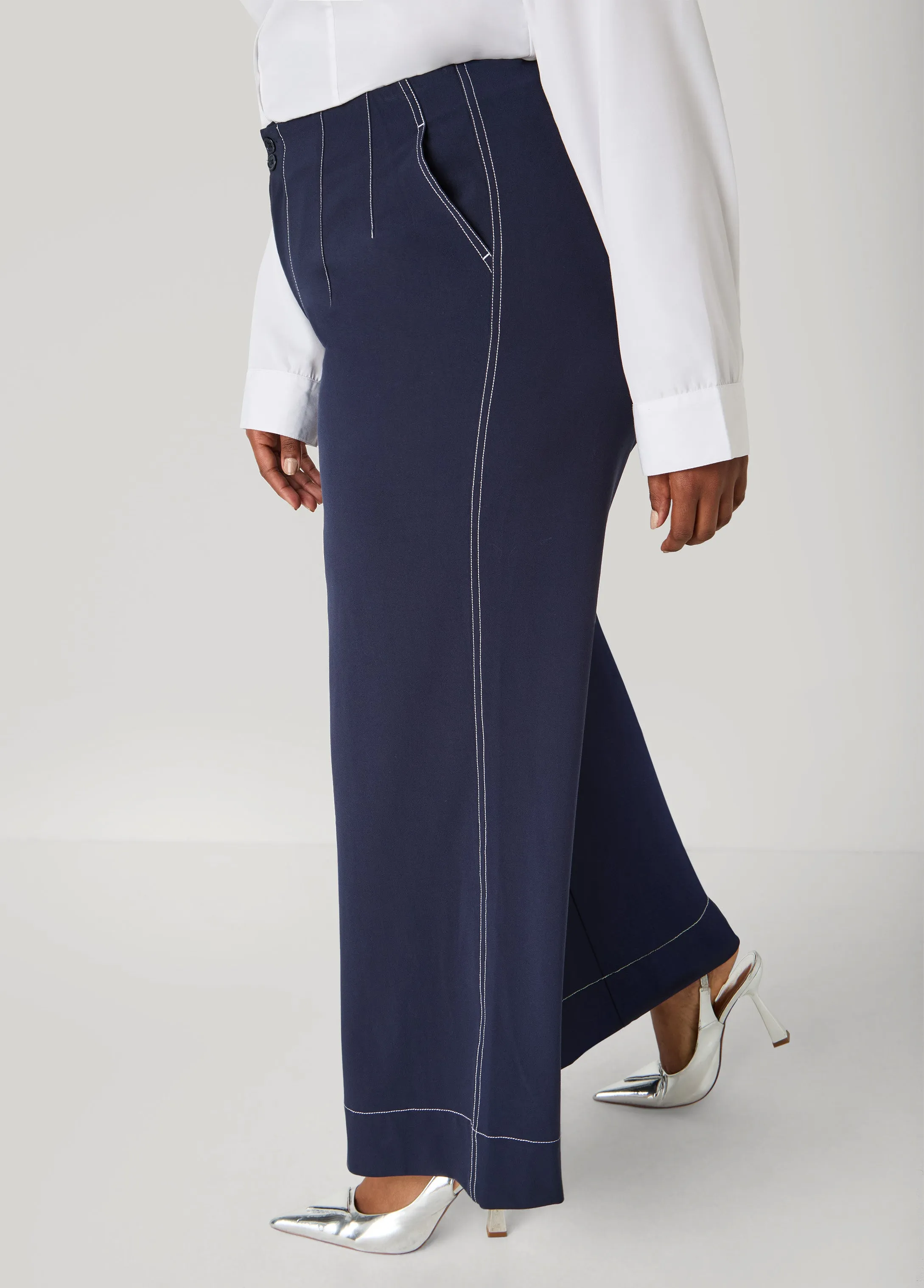 Seam Detailed Wide Leg Pants sold by Ashley Stewart product image thumbnail 3