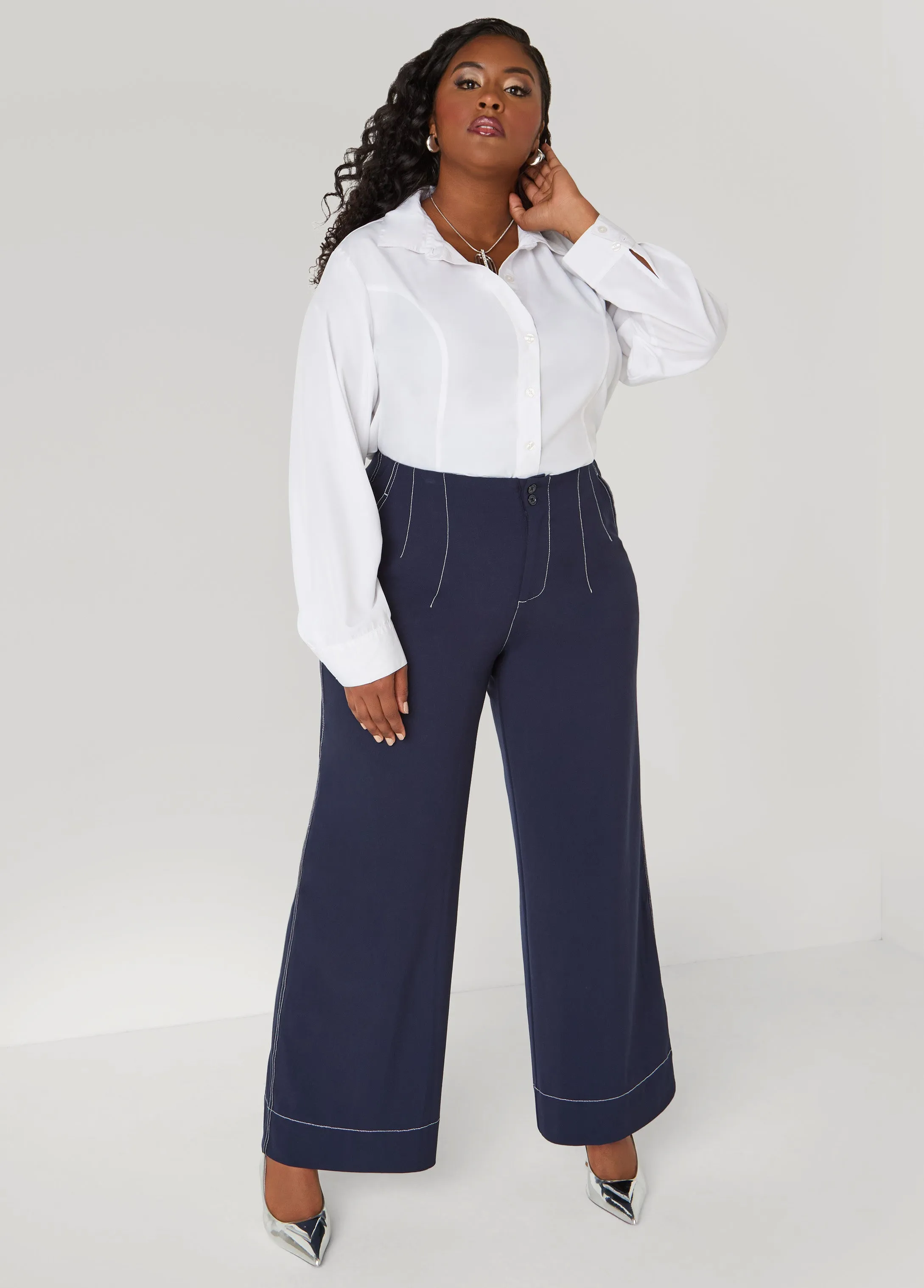 Seam Detailed Wide Leg Pants sold by Ashley Stewart product image thumbnail 2