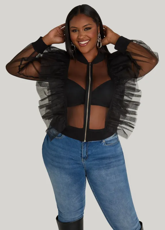 Ruffled Tulle Jacket sold by Ashley Stewart