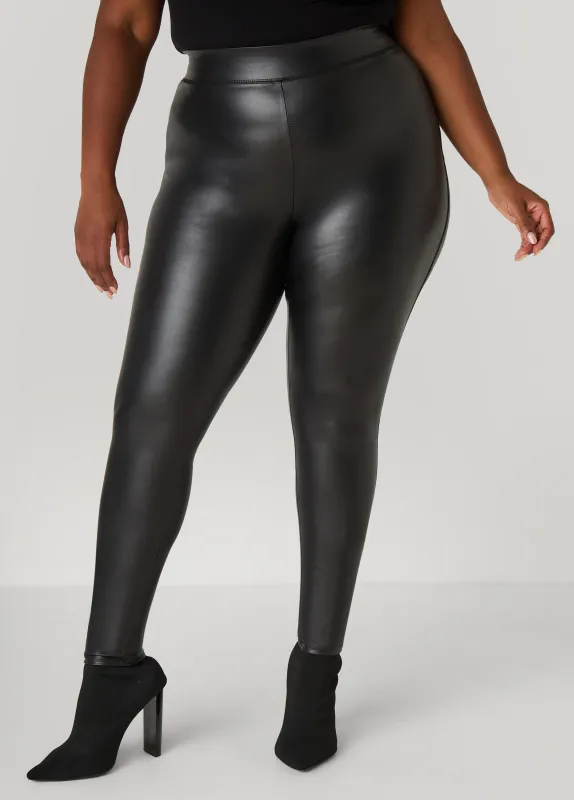 Faux Stretch Leather Leggings sold by Ashley Stewart