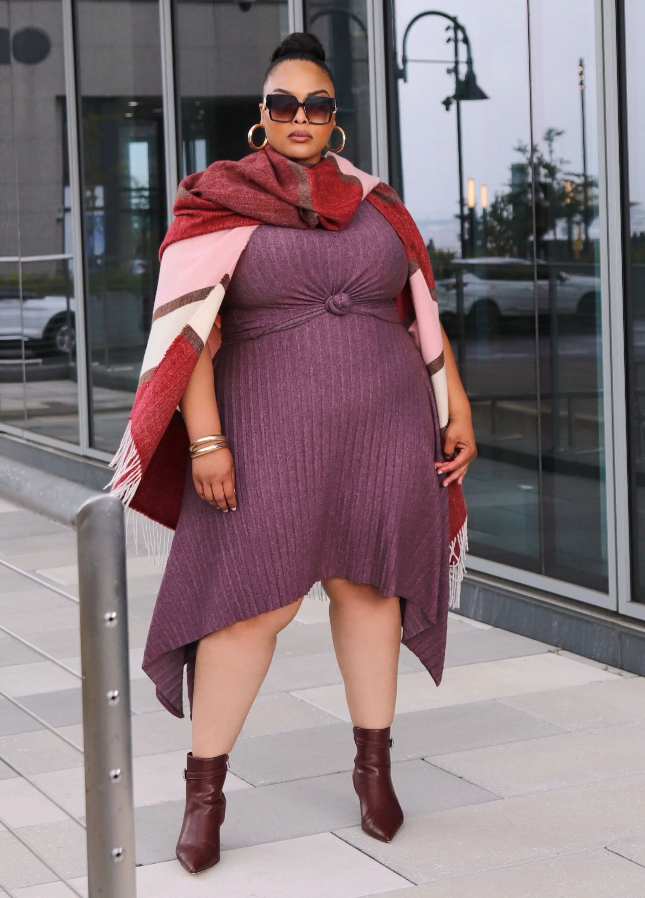 Asymmetric Pleated Skirt sold by Ashley Stewart