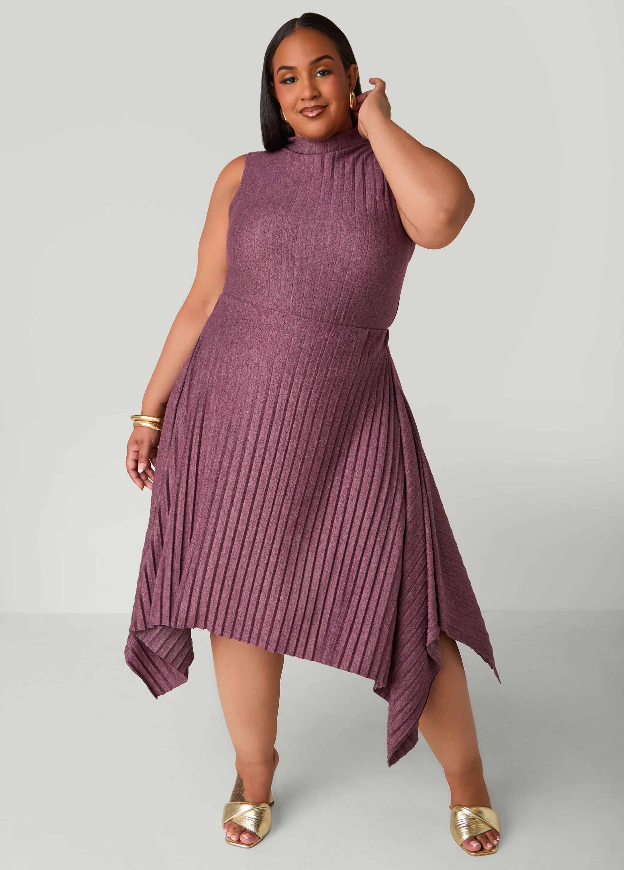 Asymmetric Pleated Skirt sold by Ashley Stewart product image thumbnail 2