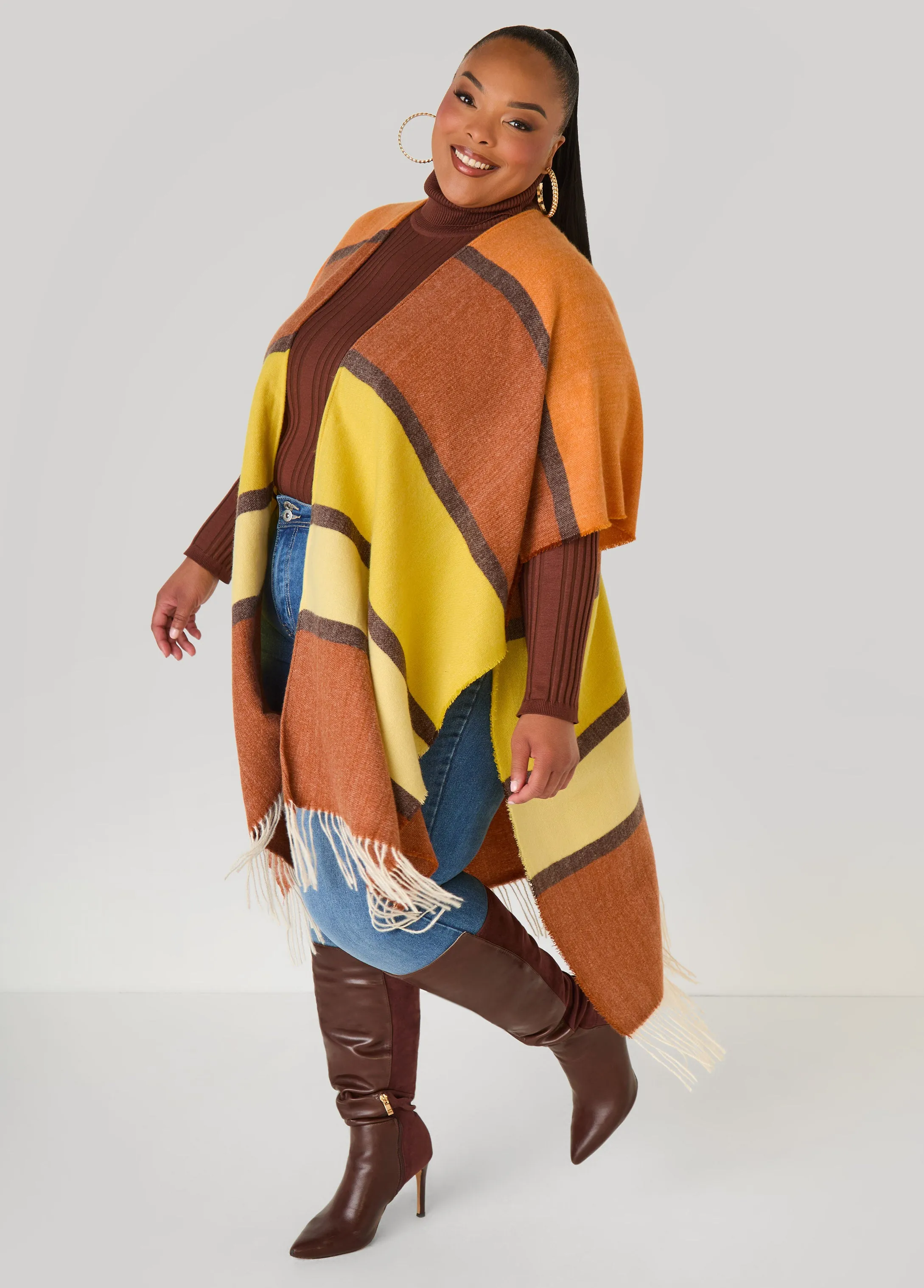 Brushed Colorblock Kimono sold by Ashley Stewart product image thumbnail 2