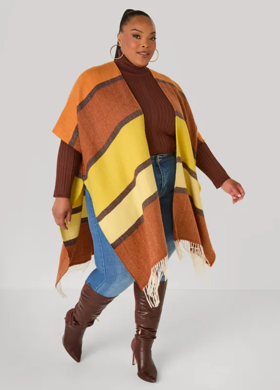 Brushed Colorblock Kimono sold by Ashley Stewart