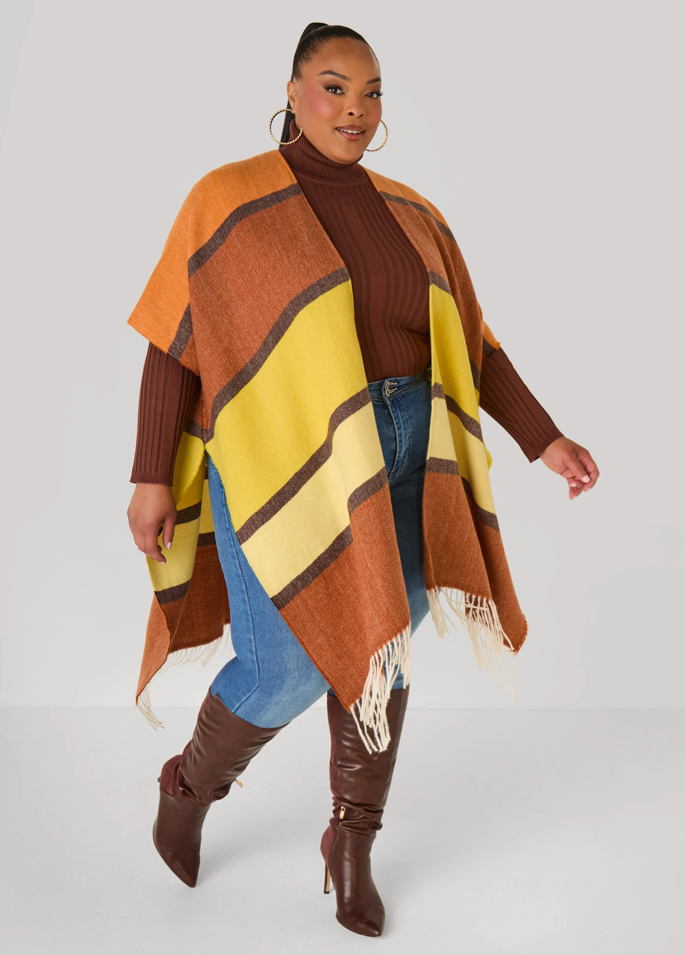 Brushed Colorblock Kimono sold by Ashley Stewart