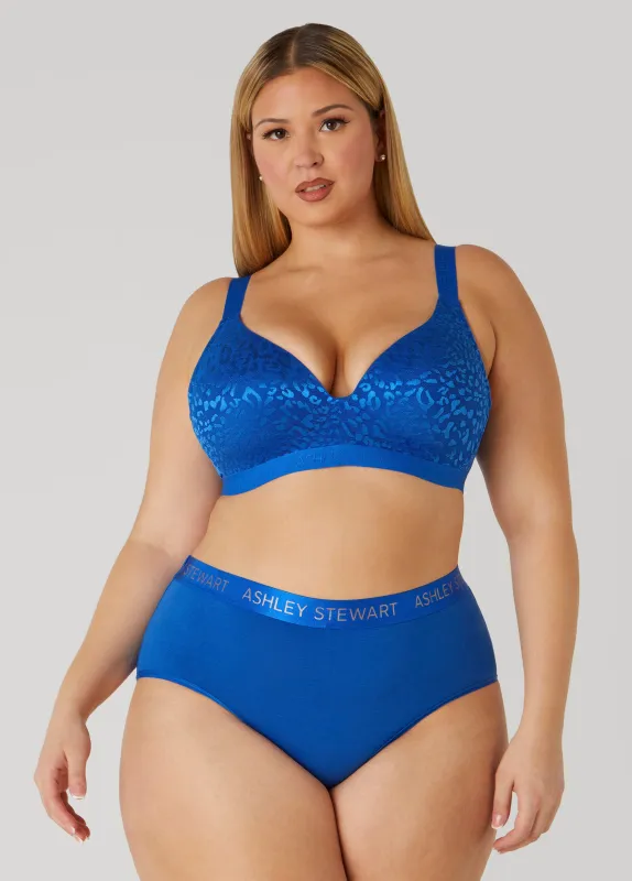 Leopard Mesh Wireless Bra sold by Ashley Stewart