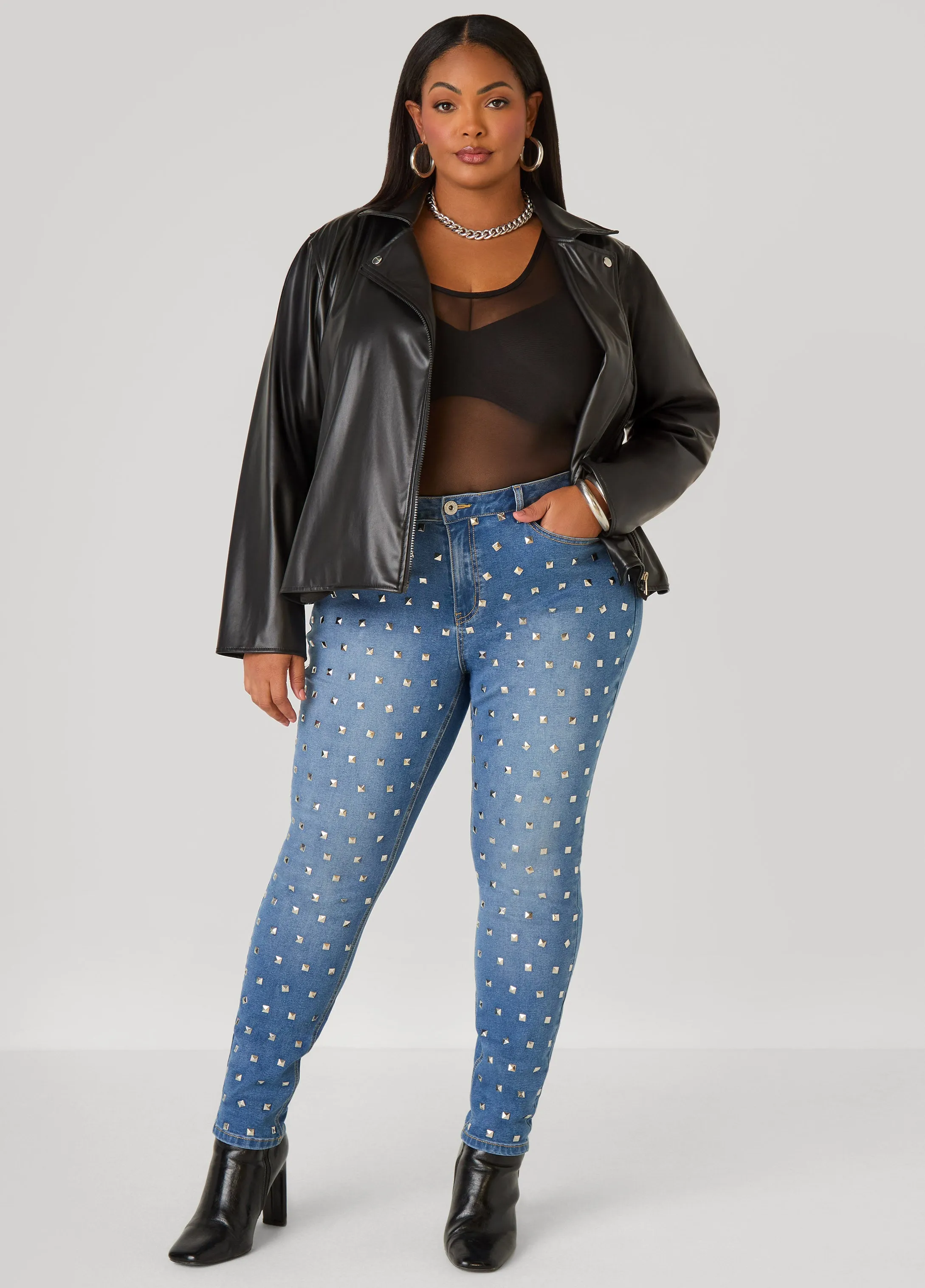 Asymmetric Zip Front Moto Jacket sold by Ashley Stewart product image thumbnail 4