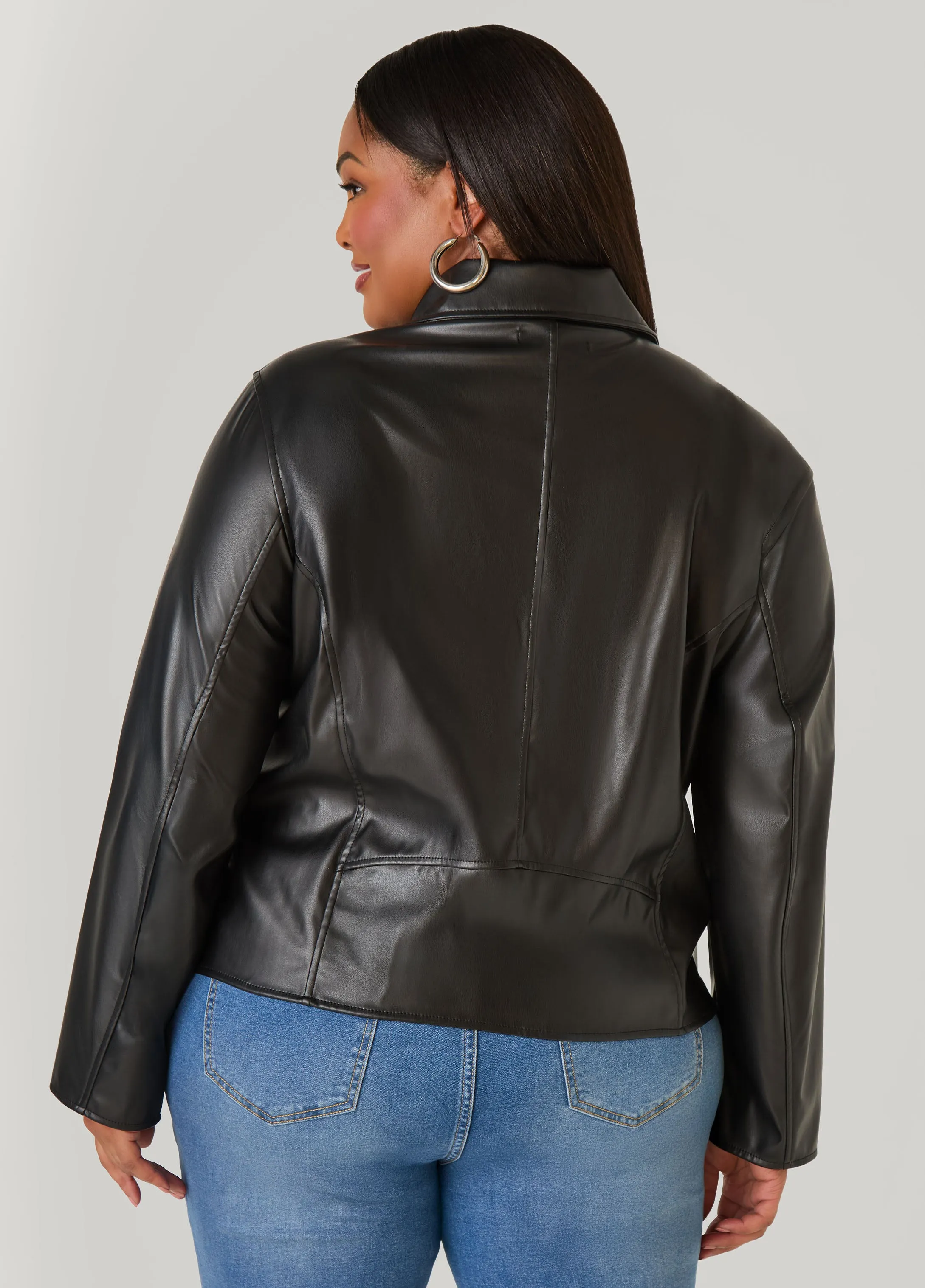 Asymmetric Zip Front Moto Jacket sold by Ashley Stewart product image thumbnail 2