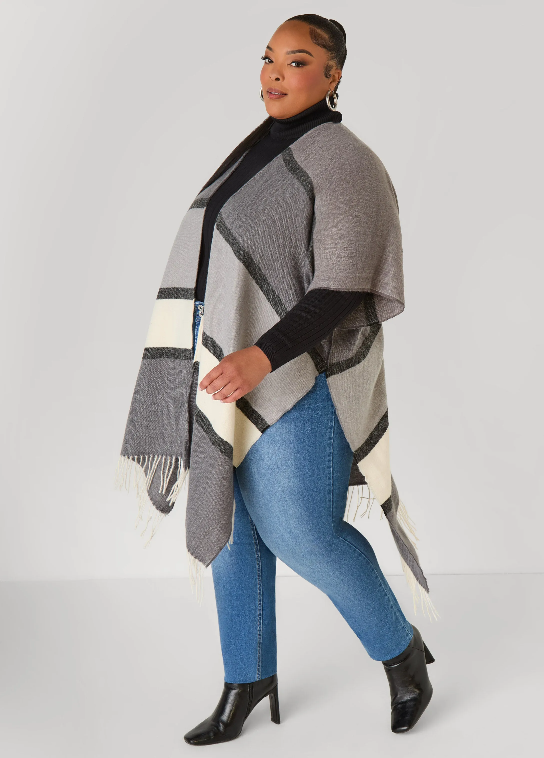 Colorblocked Brushed Kimono sold by Ashley Stewart product image thumbnail 3