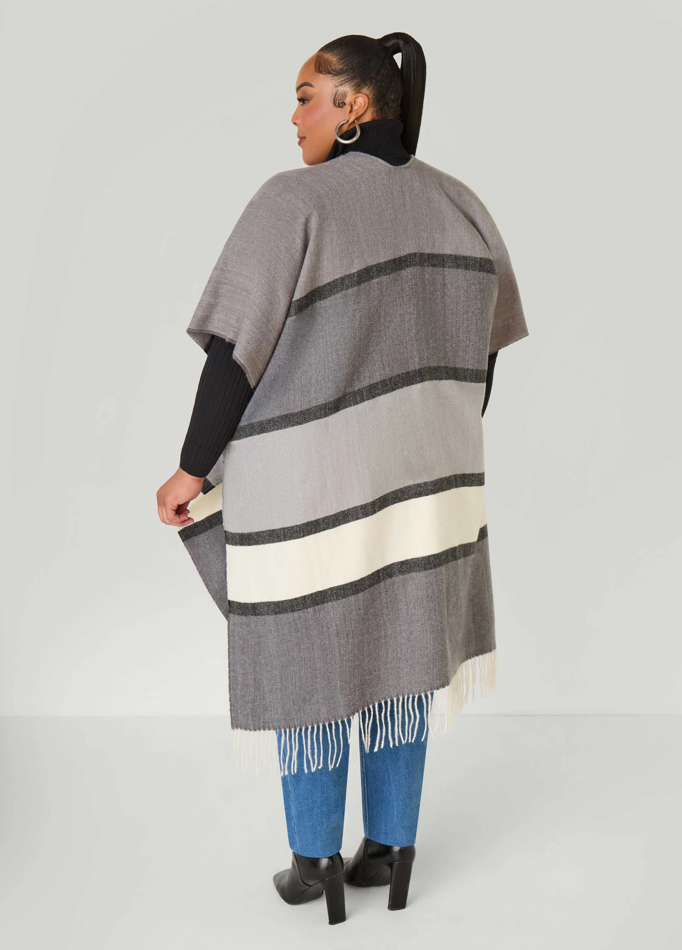 Colorblocked Brushed Kimono sold by Ashley Stewart product image thumbnail 2