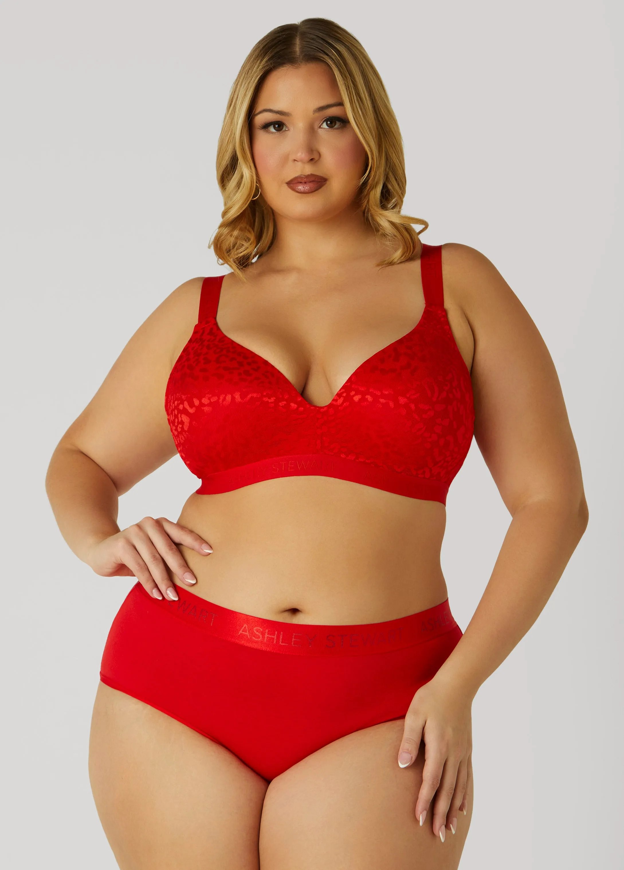 Leopard Jacquard Wireless Bra sold by Ashley Stewart