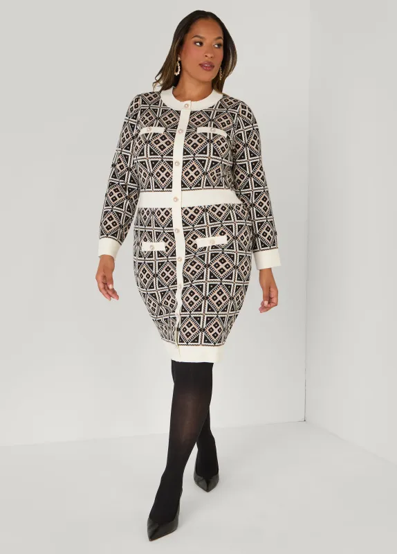 Embellished Intarsia Sweater Dress sold by Ashley Stewart