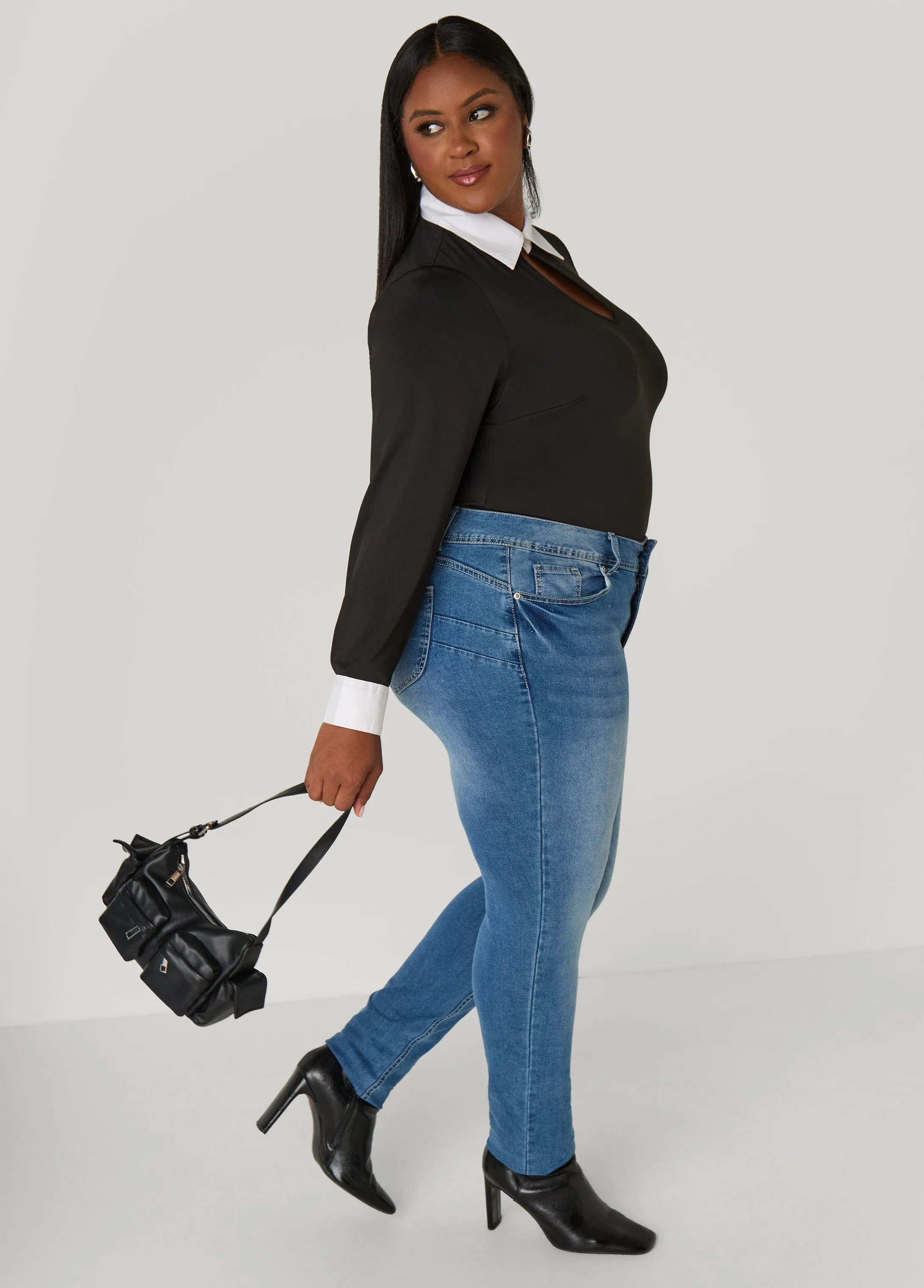 Cutout Poplin Paneled Top sold by Ashley Stewart product image thumbnail 3