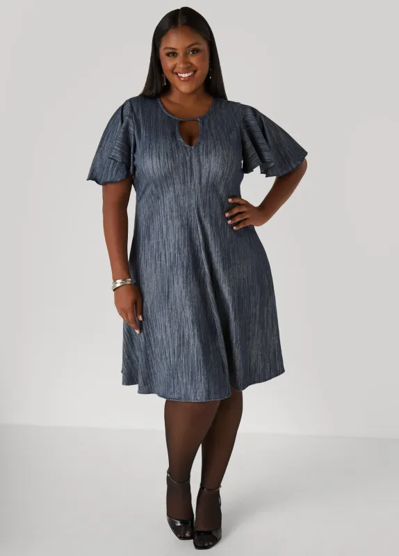 Cutout Textured Denim A Line Dress sold by Ashley Stewart
