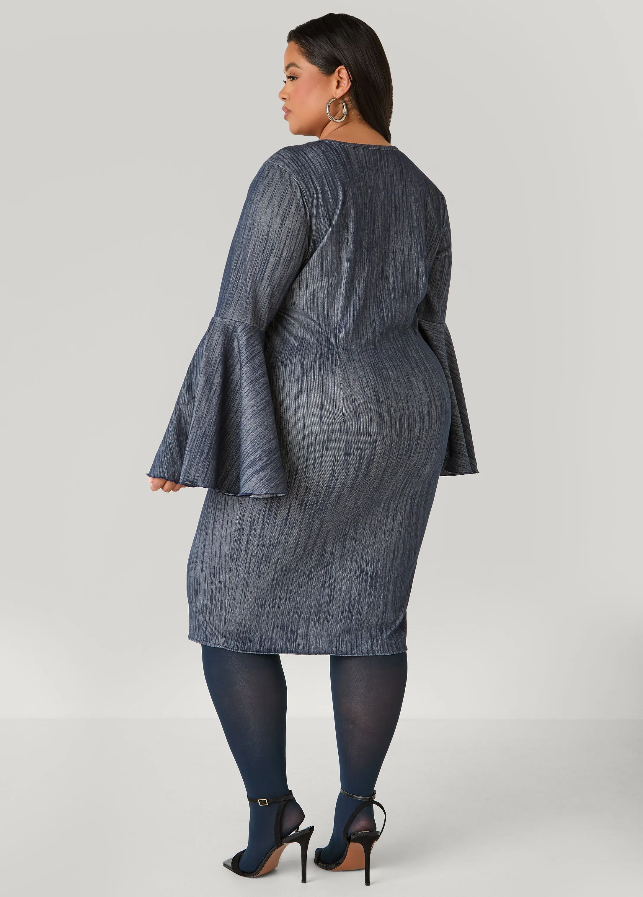 Textured Denim Sheath Dress sold by Ashley Stewart product image thumbnail 3
