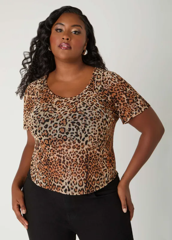 Cheetah Mesh Tee sold by Ashley Stewart