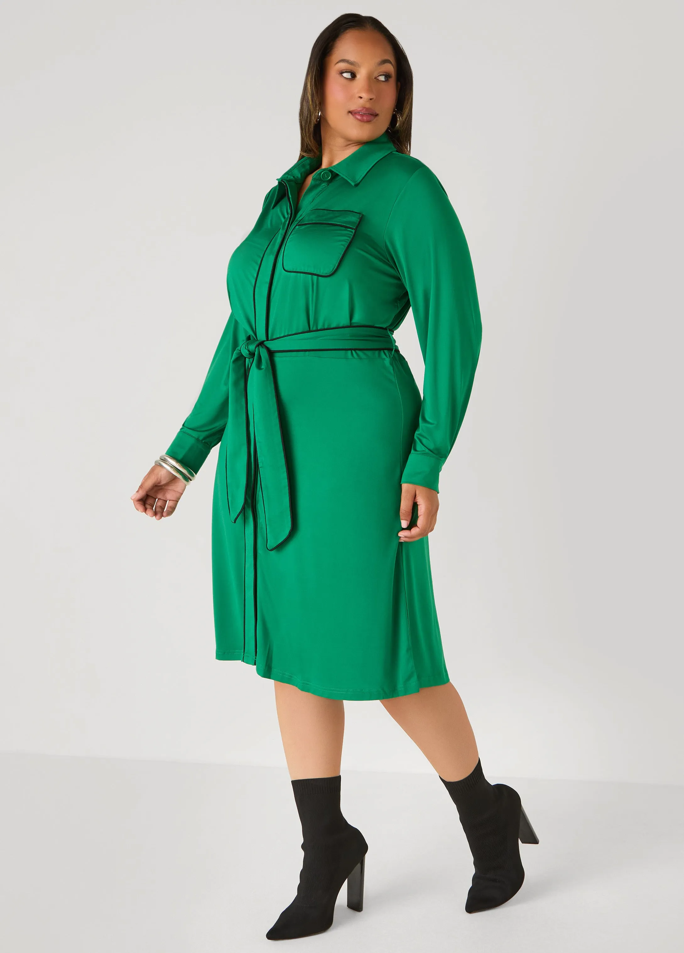 Belted Knit Shirtdress sold by Ashley Stewart product image thumbnail 3
