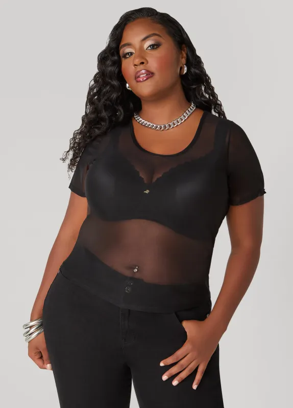 Stretch Mesh Tee sold by Ashley Stewart