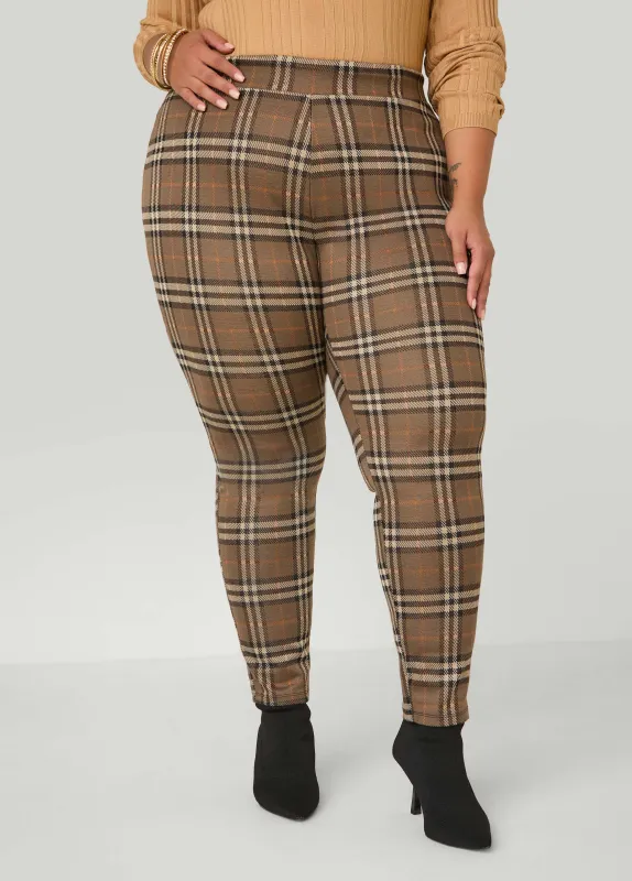 Plaid Mid Rise Leggings sold by Ashley Stewart