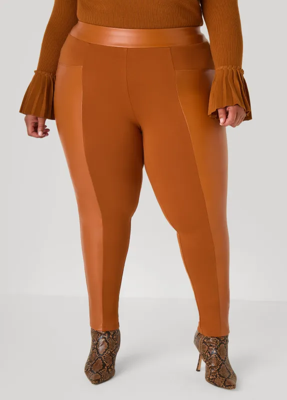 Faux Leather Paneled Leggings sold by Ashley Stewart