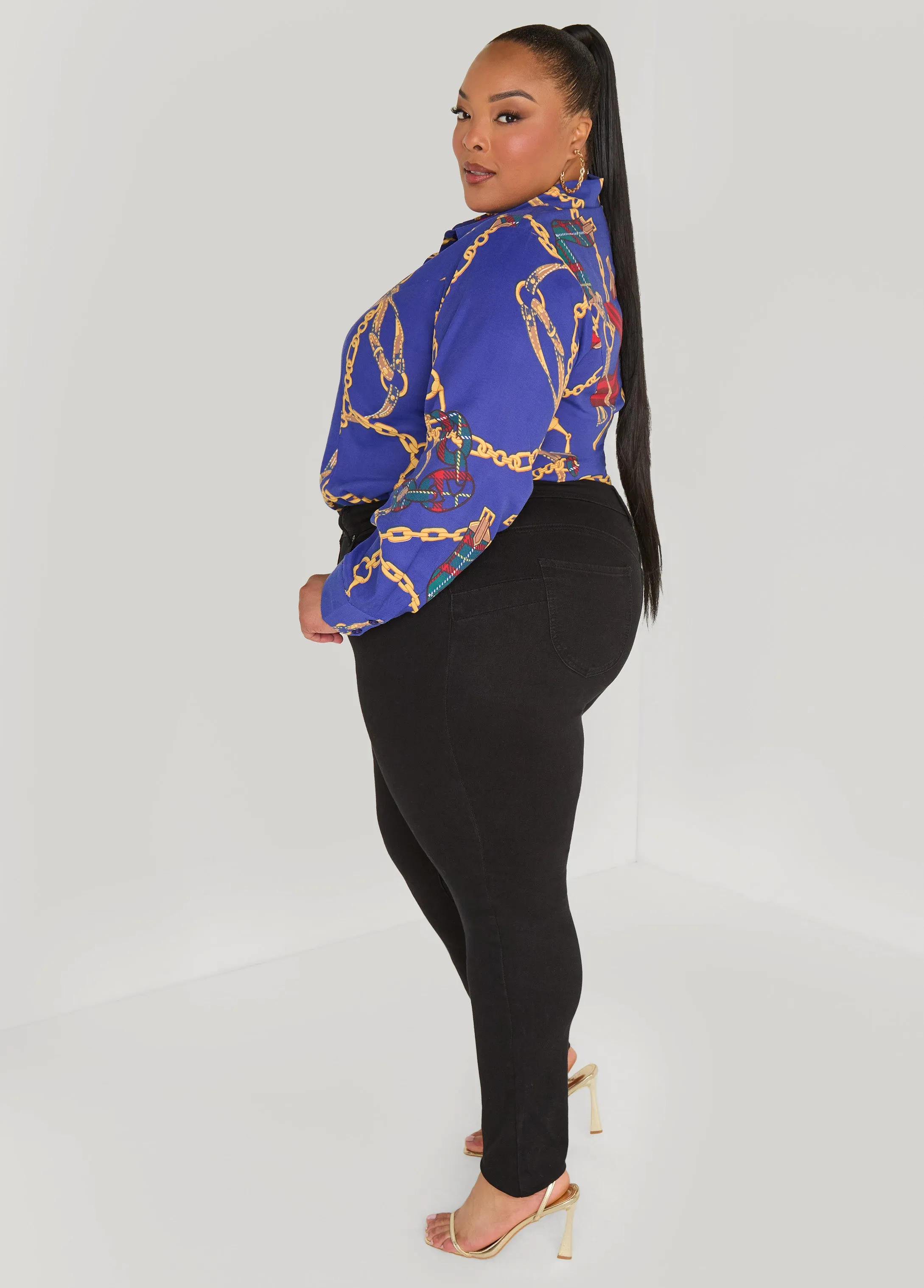 Chain Cotton Blend Shirt sold by Ashley Stewart product image thumbnail 4