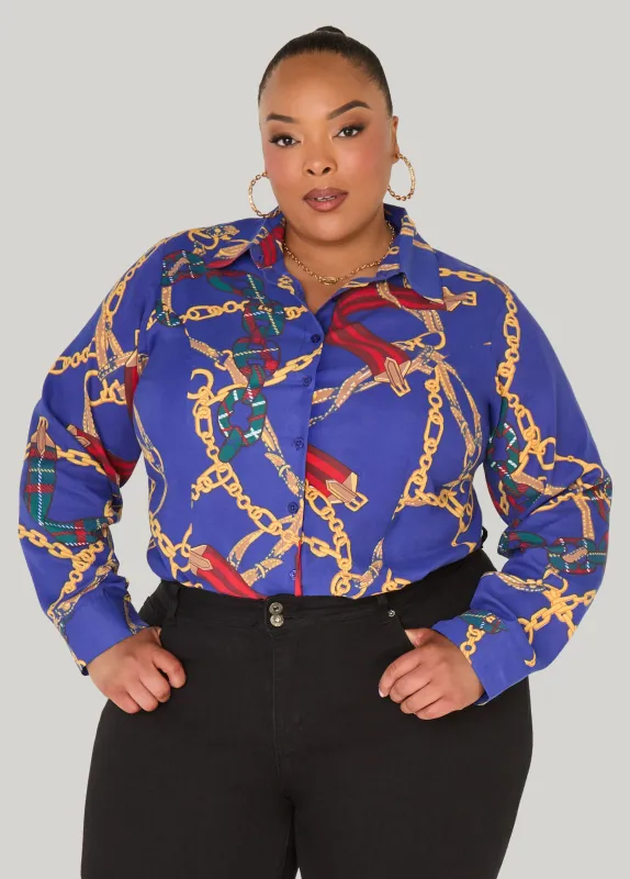 Chain Cotton Blend Shirt sold by Ashley Stewart