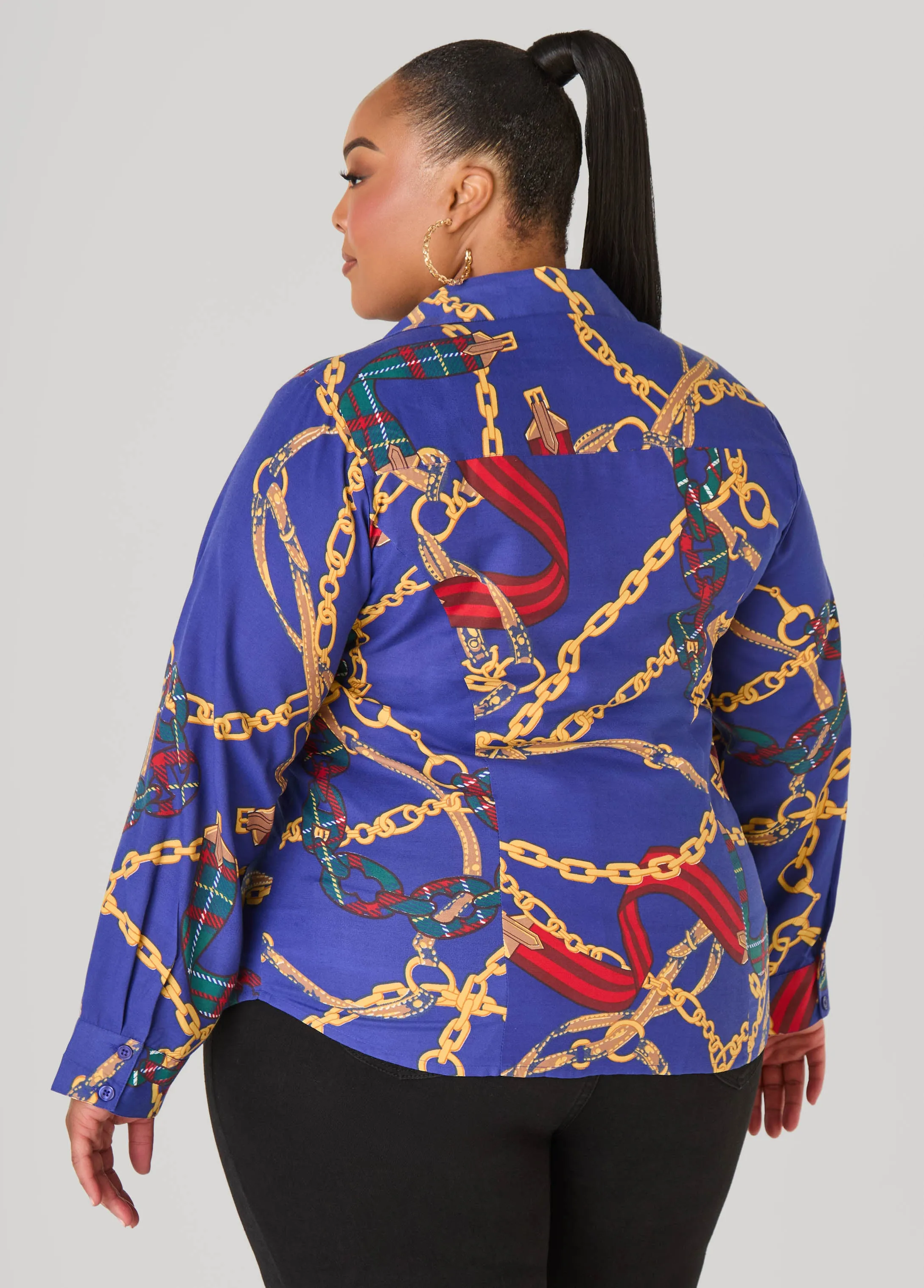 Chain Cotton Blend Shirt sold by Ashley Stewart product image thumbnail 2