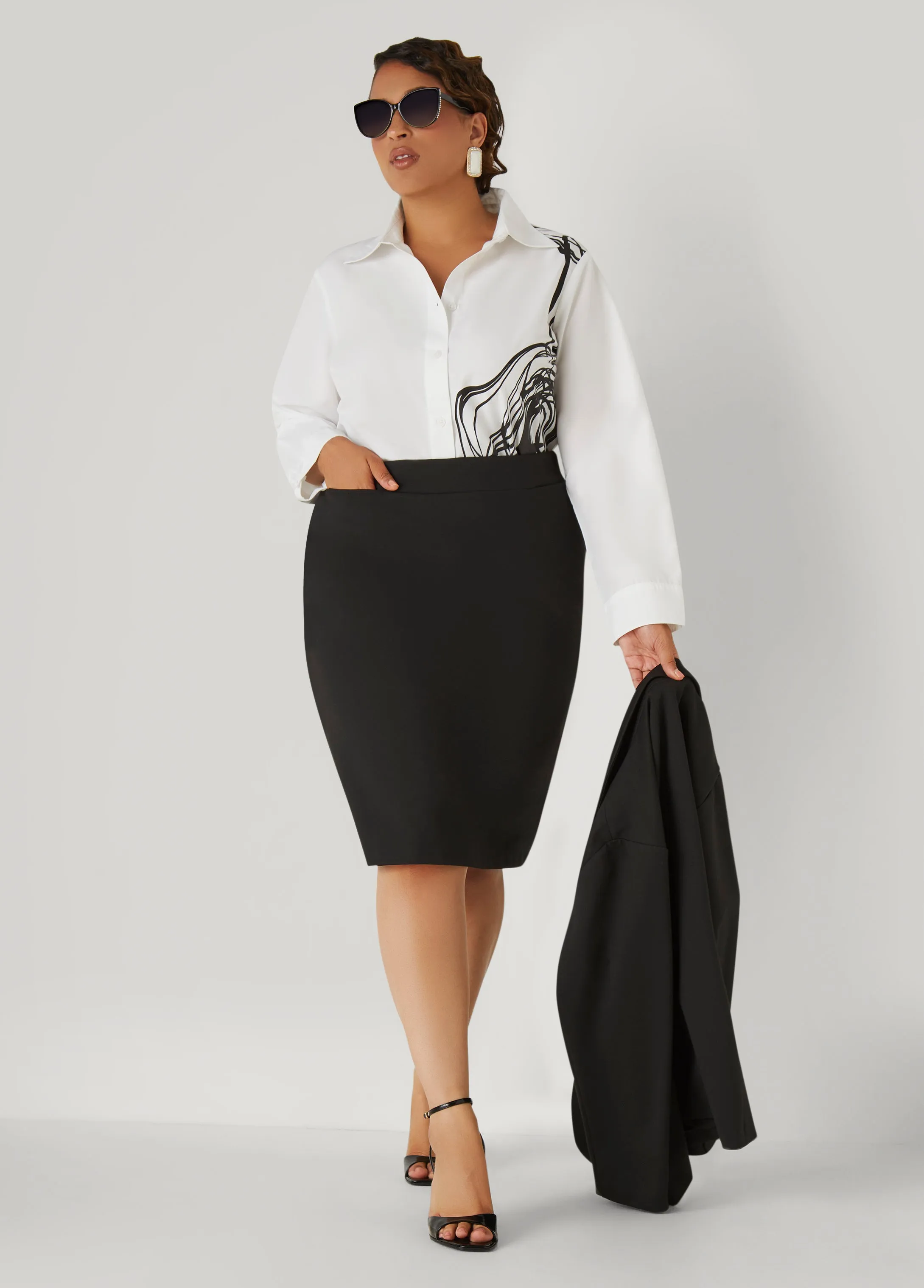 Pull On Ponte Skirt sold by Ashley Stewart product image thumbnail 3