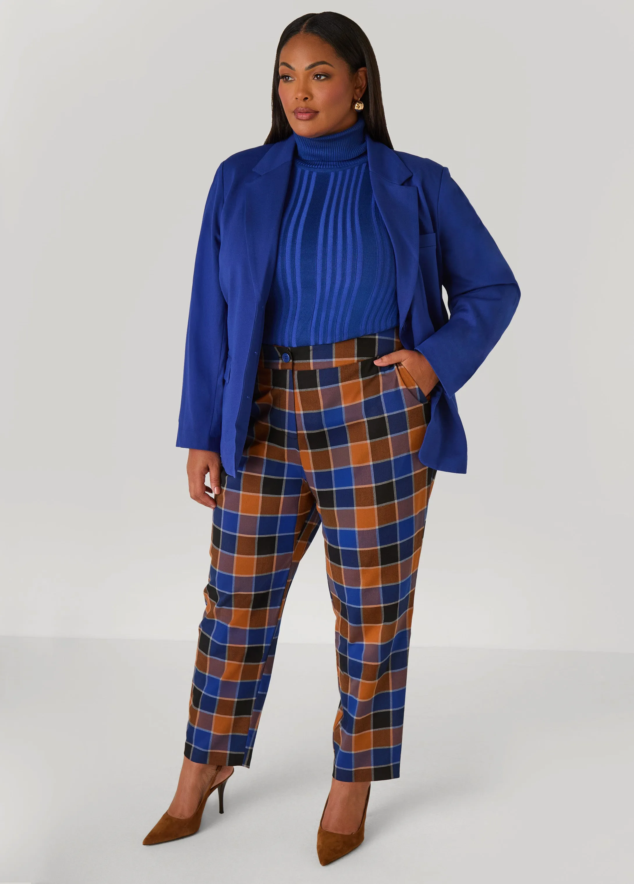 Plaid Tapered Trousers sold by Ashley Stewart product image thumbnail 2