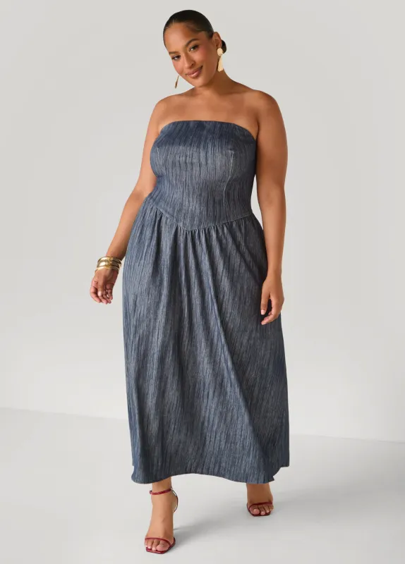 Strapless Denim Maxi Dress sold by Ashley Stewart