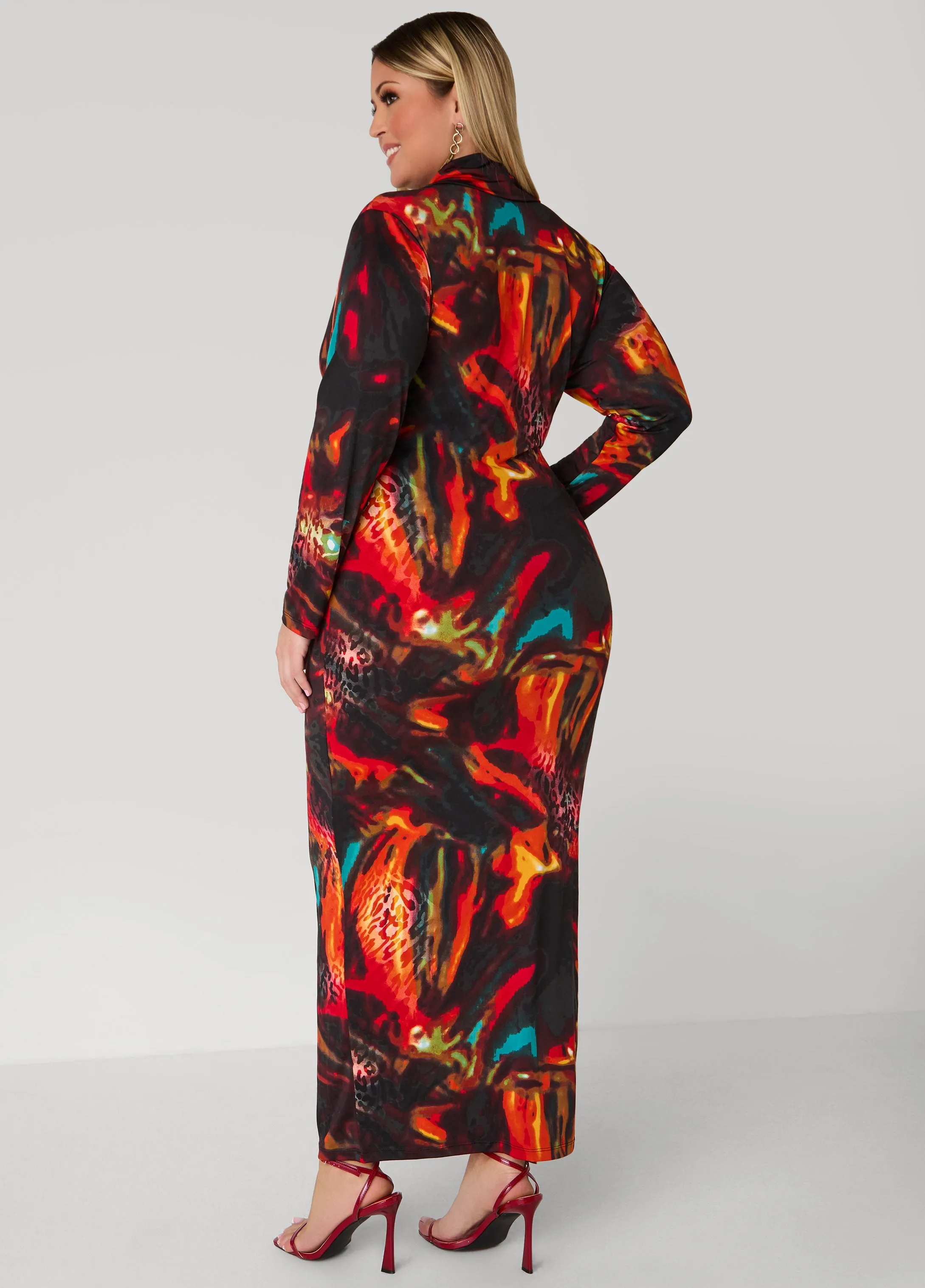 Abstract Cowl Neck Maxi Dress sold by Ashley Stewart product image thumbnail 4