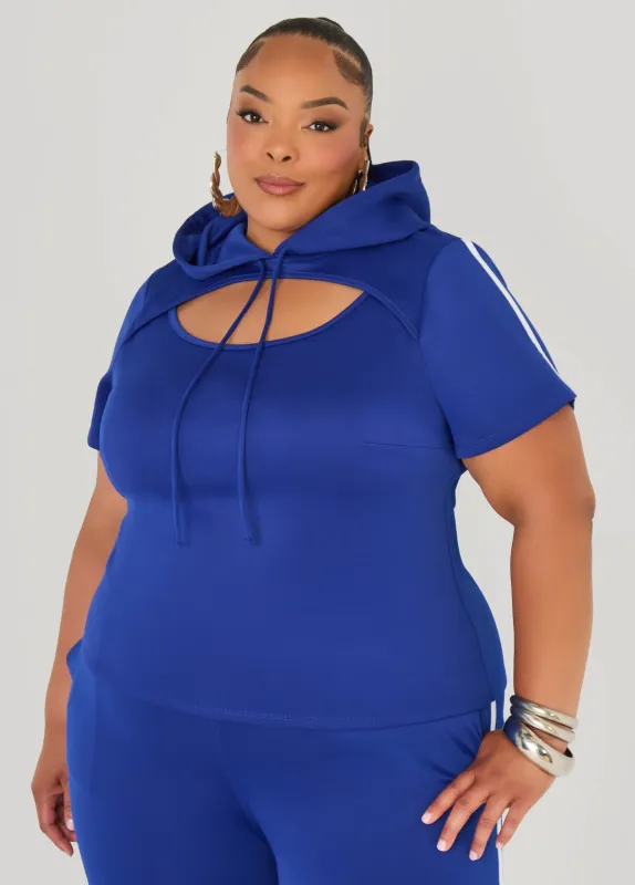 Cutout Striped Hoodie sold by Ashley Stewart