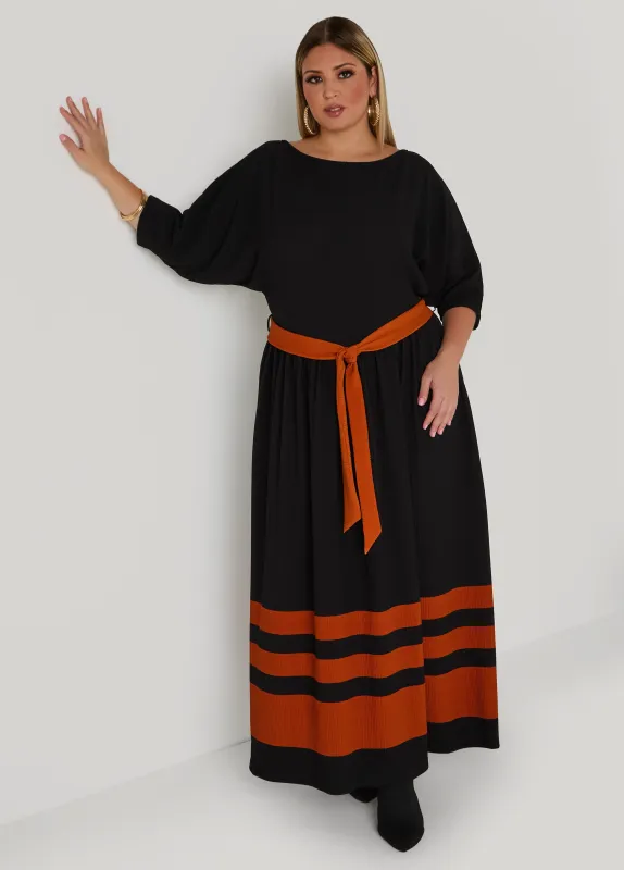 Striped Maxi A Line Dress sold by Ashley Stewart