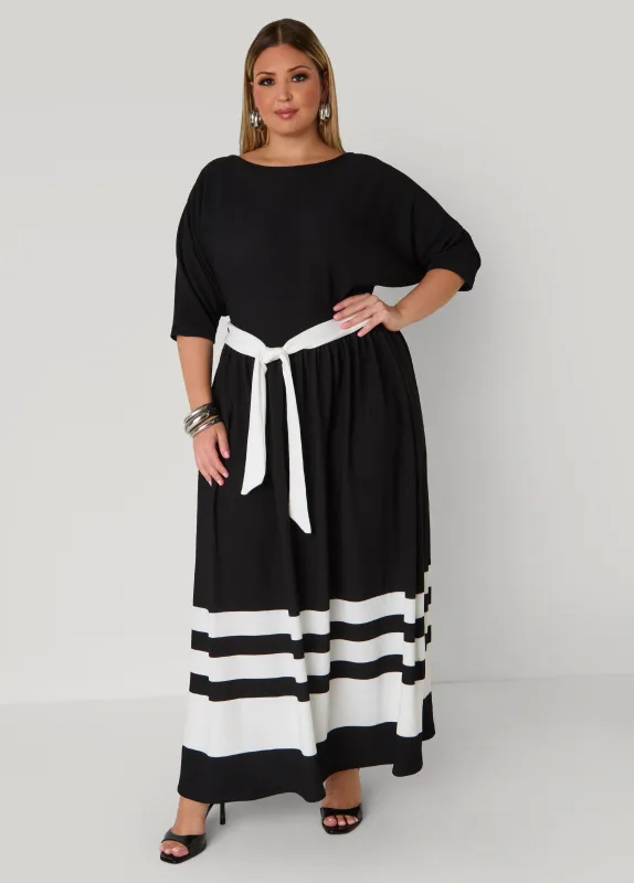Striped A Line Maxi Dress sold by Ashley Stewart