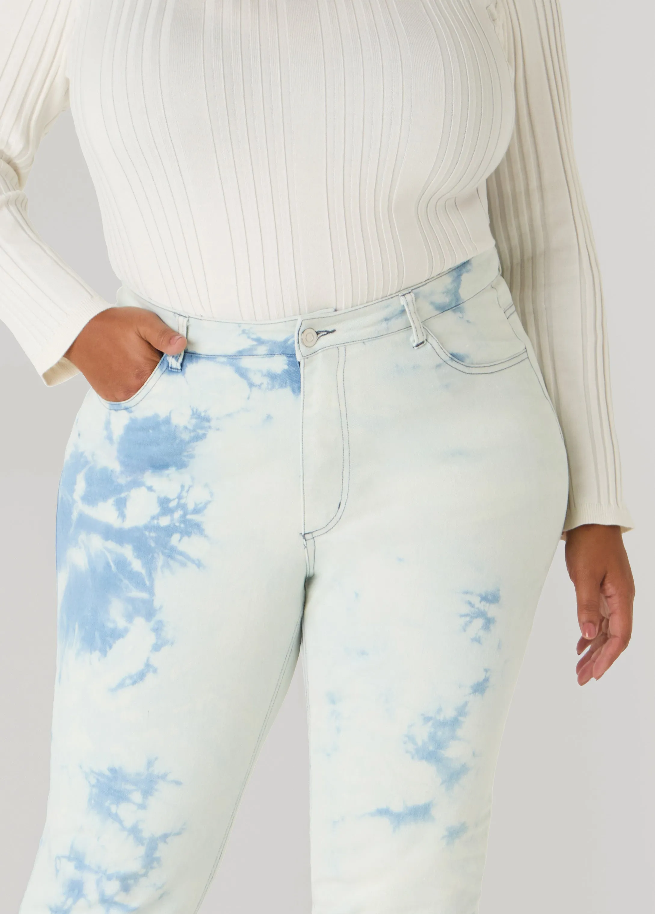 Lace Up Acid Wash Skinny Jeans sold by Ashley Stewart product image thumbnail 5