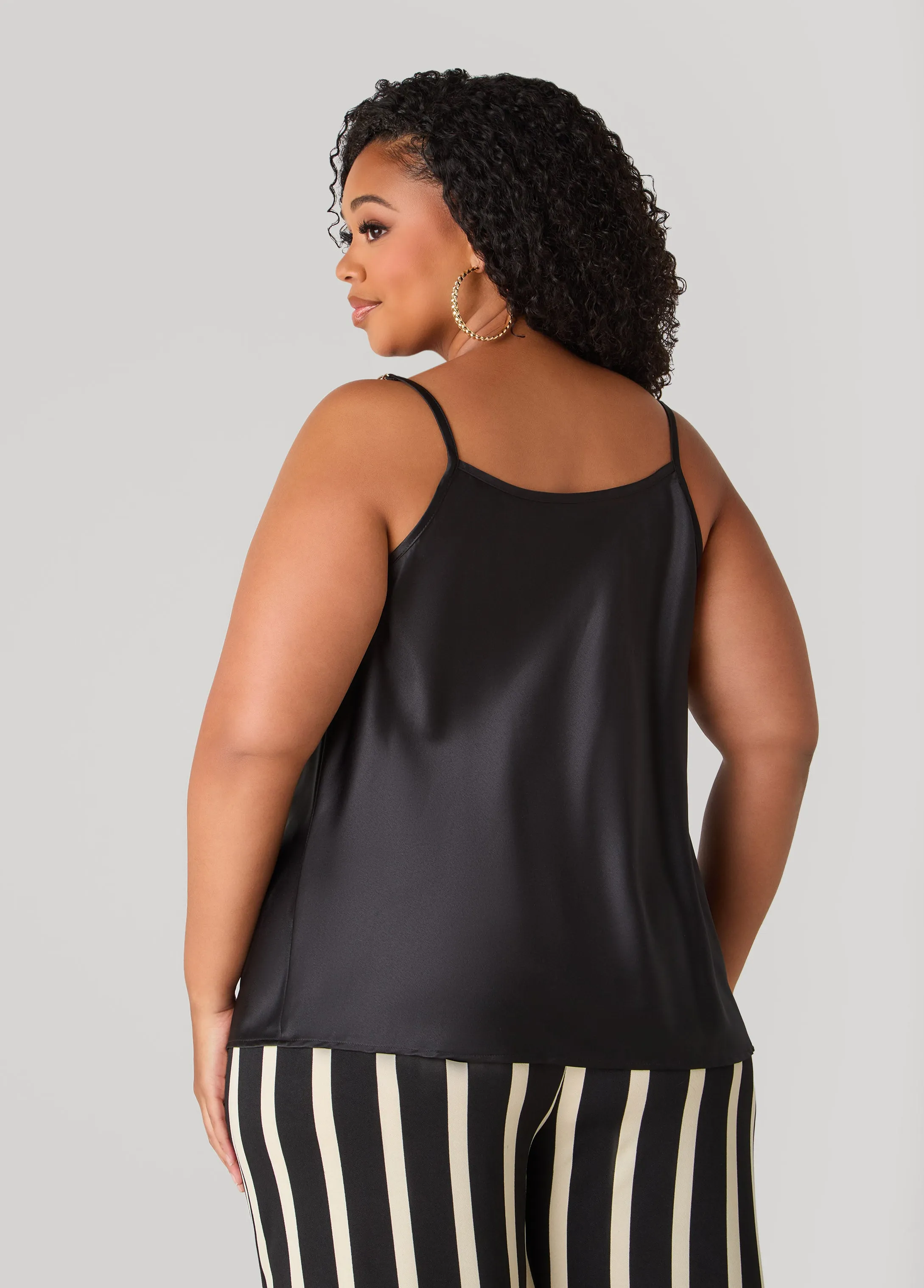 Chain Trimmed Satin Cami sold by Ashley Stewart product image thumbnail 3