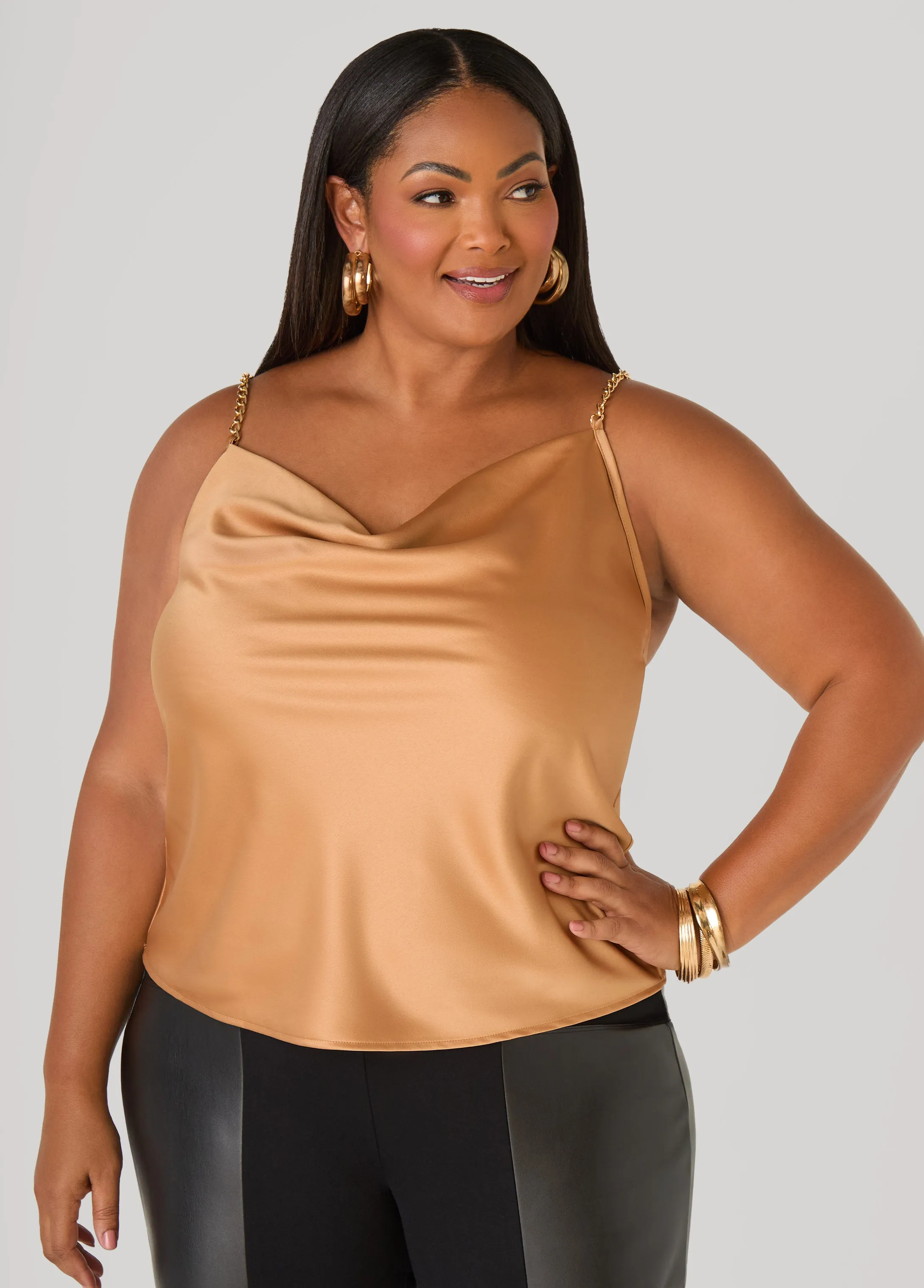 Chain Trimmed Satin Cami sold by Ashley Stewart product image thumbnail 5