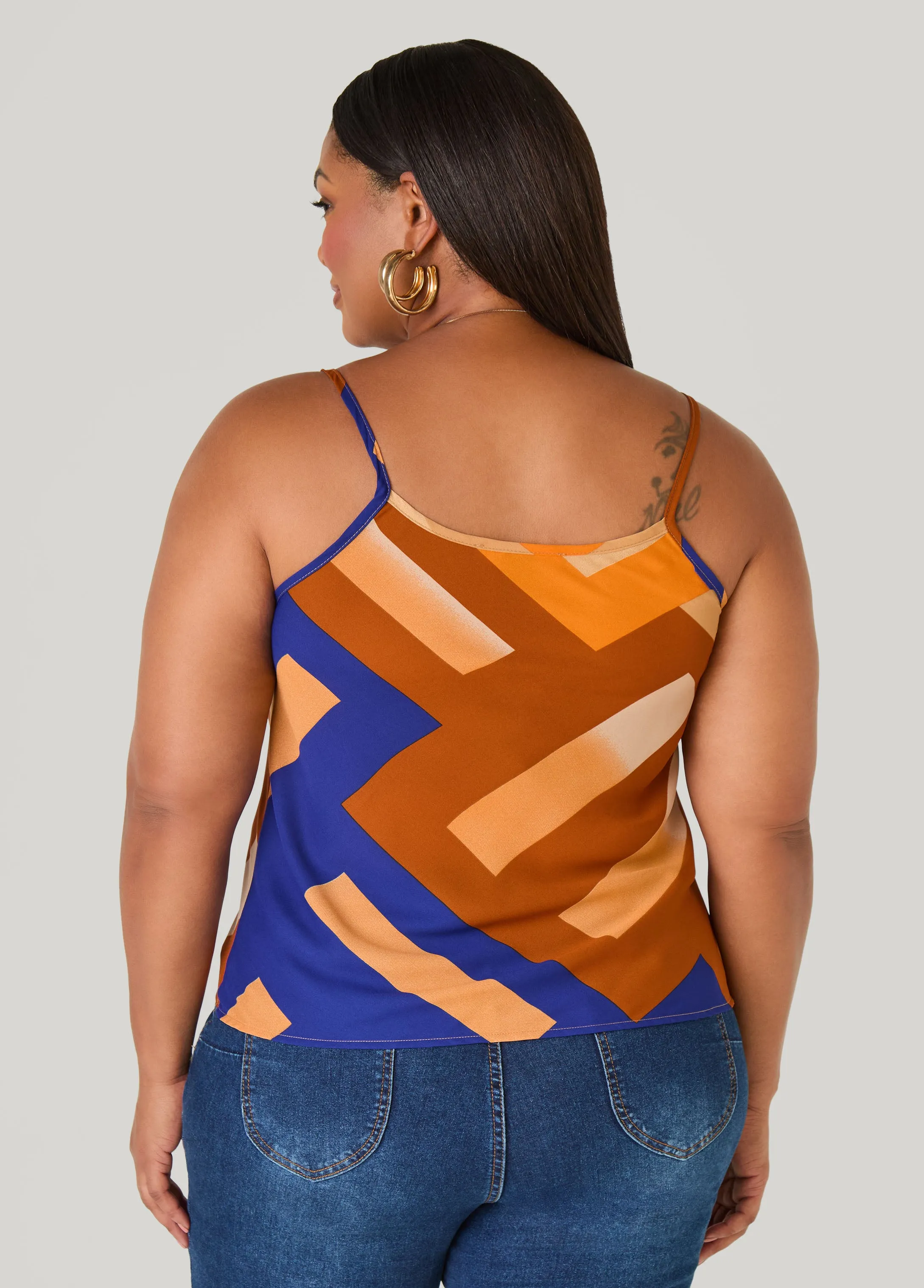 Geo Print Cowl Neck Cami sold by Ashley Stewart product image thumbnail 3