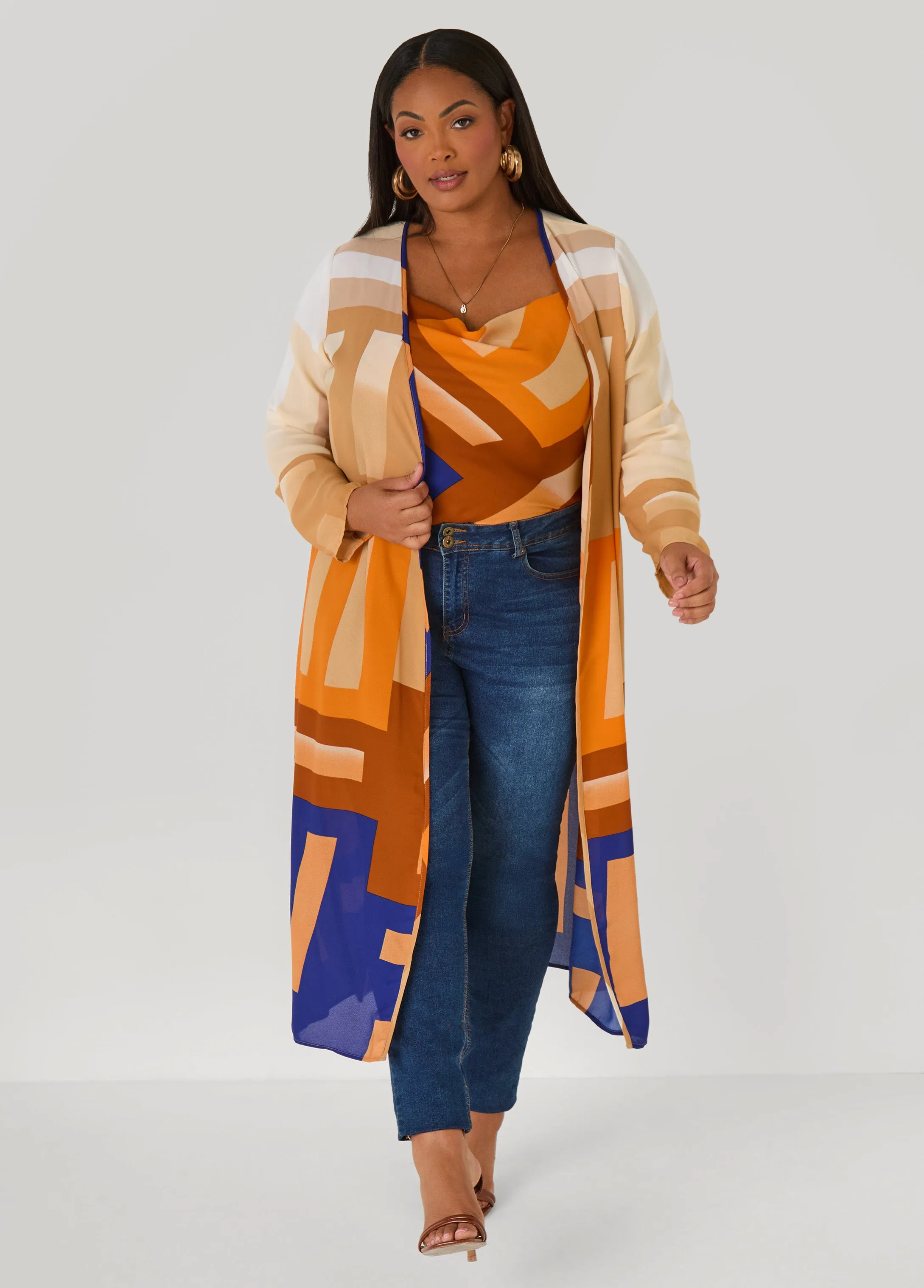 Geo Print Cowl Neck Cami sold by Ashley Stewart product image thumbnail 5